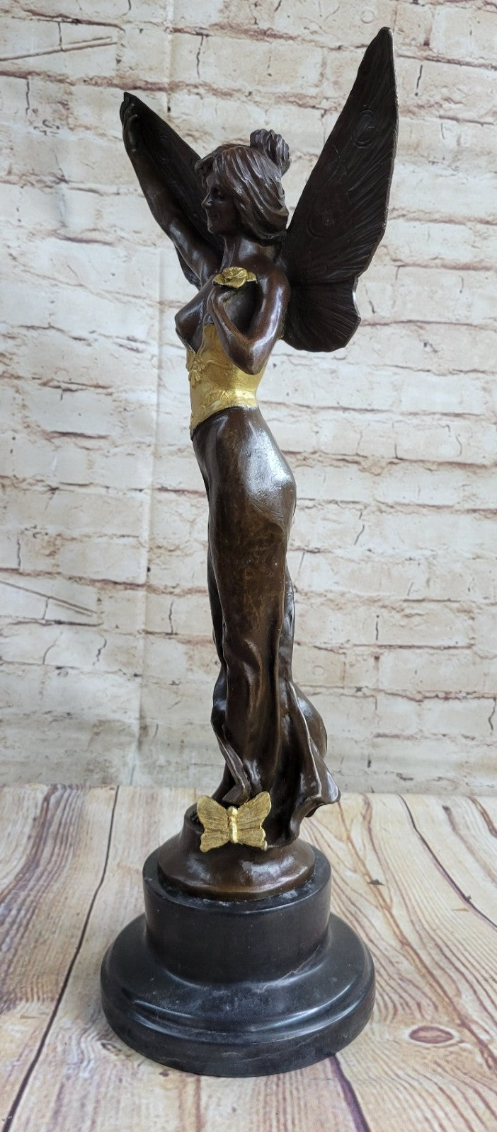 Handcrafted bronze sculpture SALE Standing Angel Charming Large French Signed