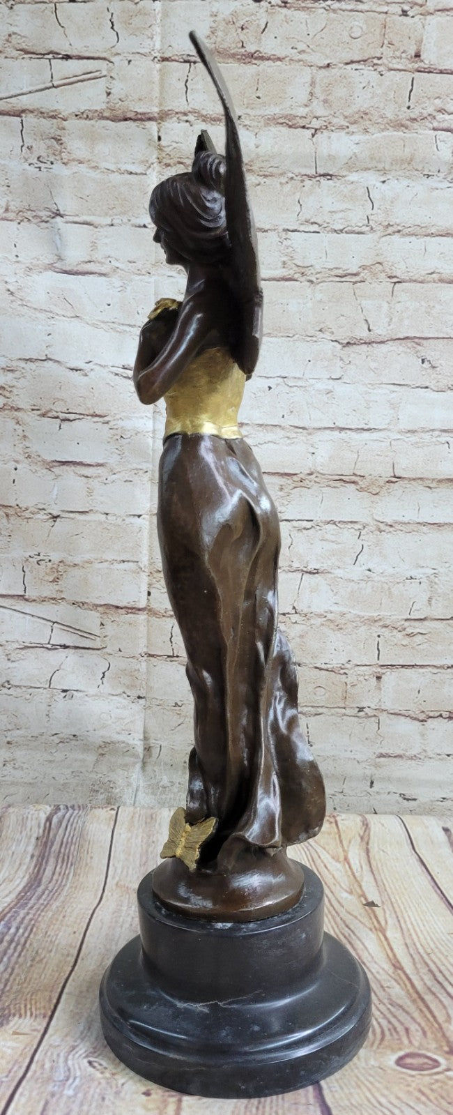 Handcrafted bronze sculpture SALE Standing Angel Charming Large French Signed