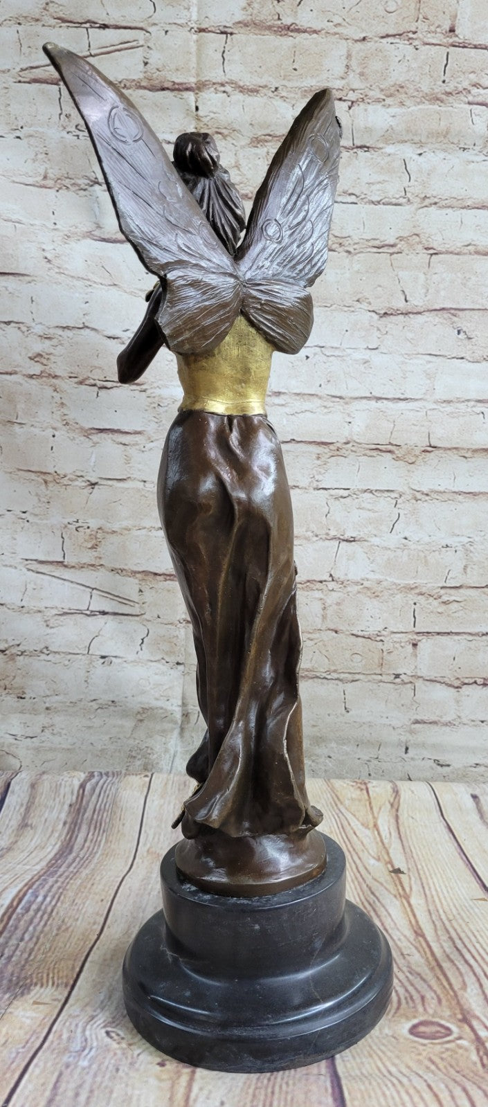 Handcrafted bronze sculpture SALE Standing Angel Charming Large French Signed