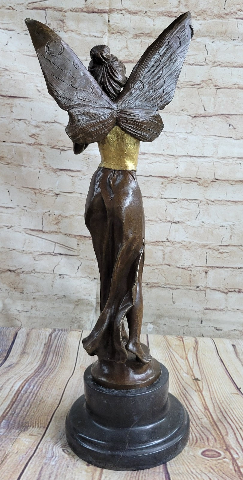 Handcrafted bronze sculpture SALE Standing Angel Charming Large French Signed