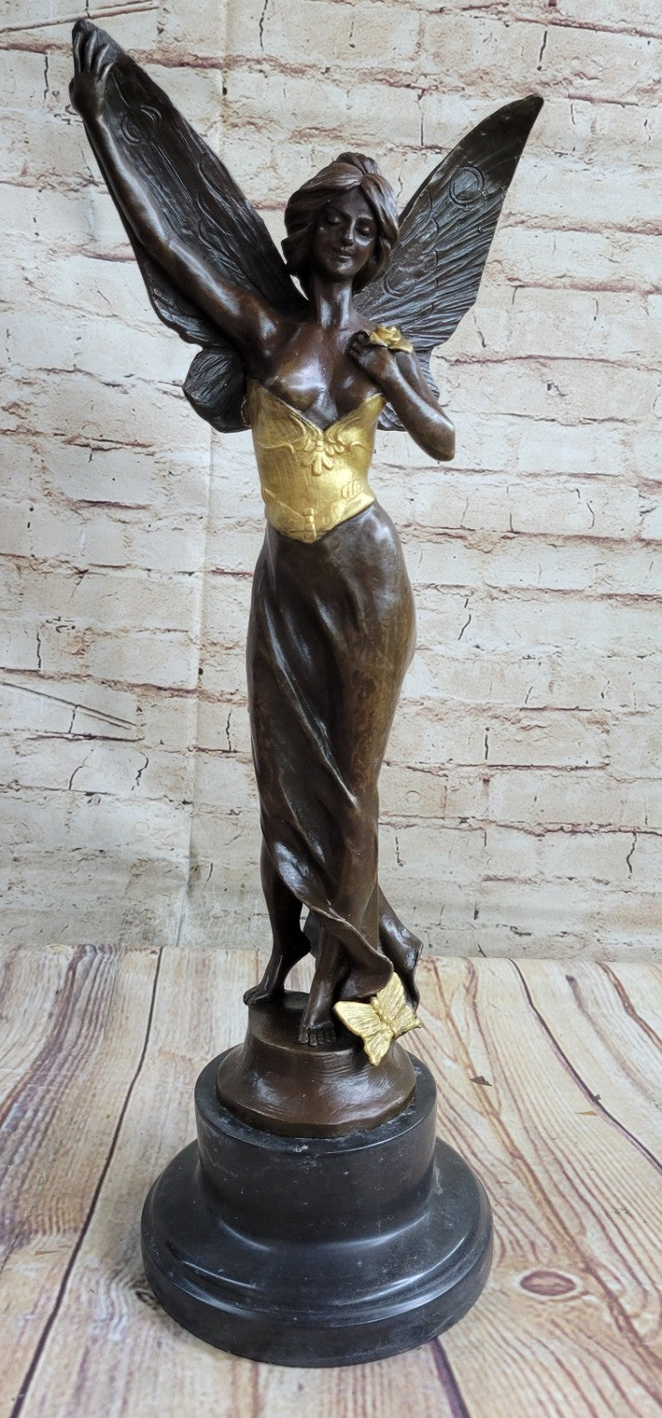 Handcrafted bronze sculpture SALE Standing Angel Charming Large French Signed