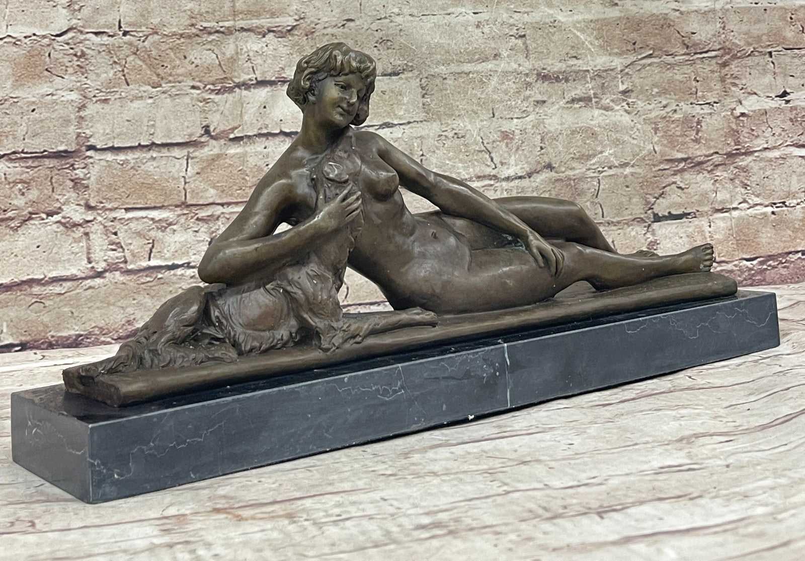 France Bruns Nude Sexy Girl Signed Deco Hand Art Handmade Bronze Sculpture Sale