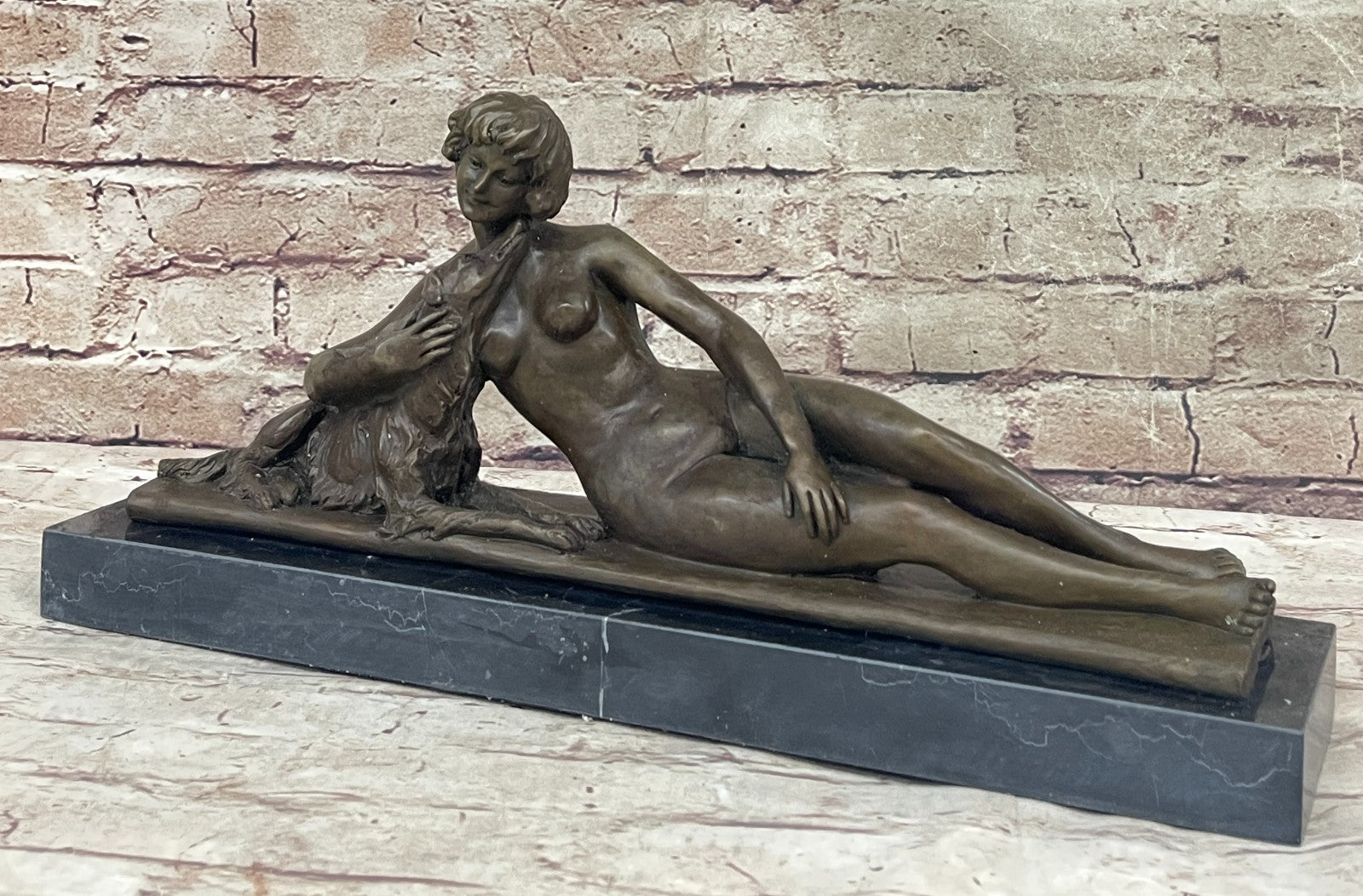 France Bruns Nude Sexy Girl Signed Deco Hand Art Handmade Bronze Sculpture Sale