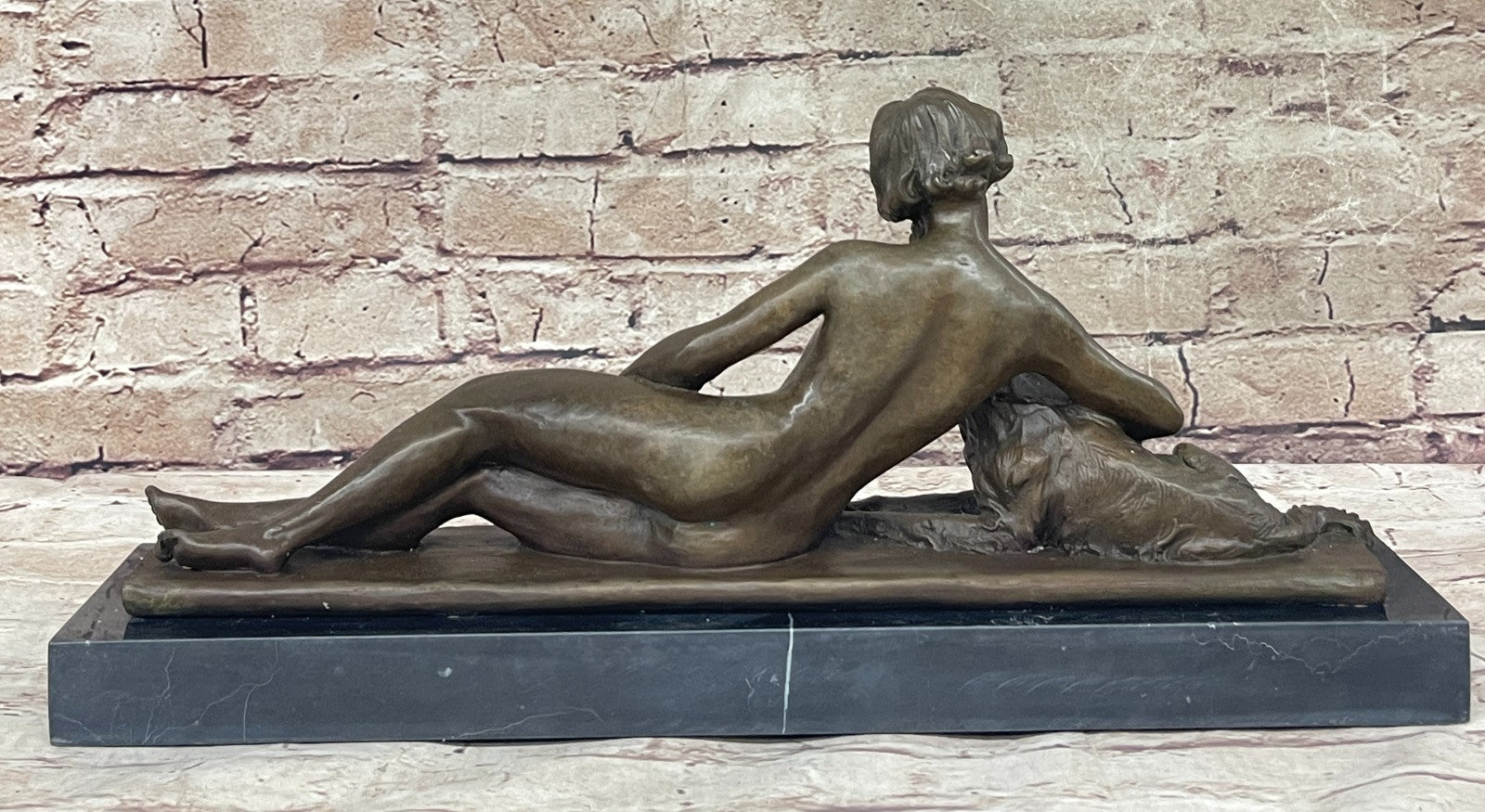 France Bruns Nude Sexy Girl Signed Deco Hand Art Handmade Bronze Sculpture Sale