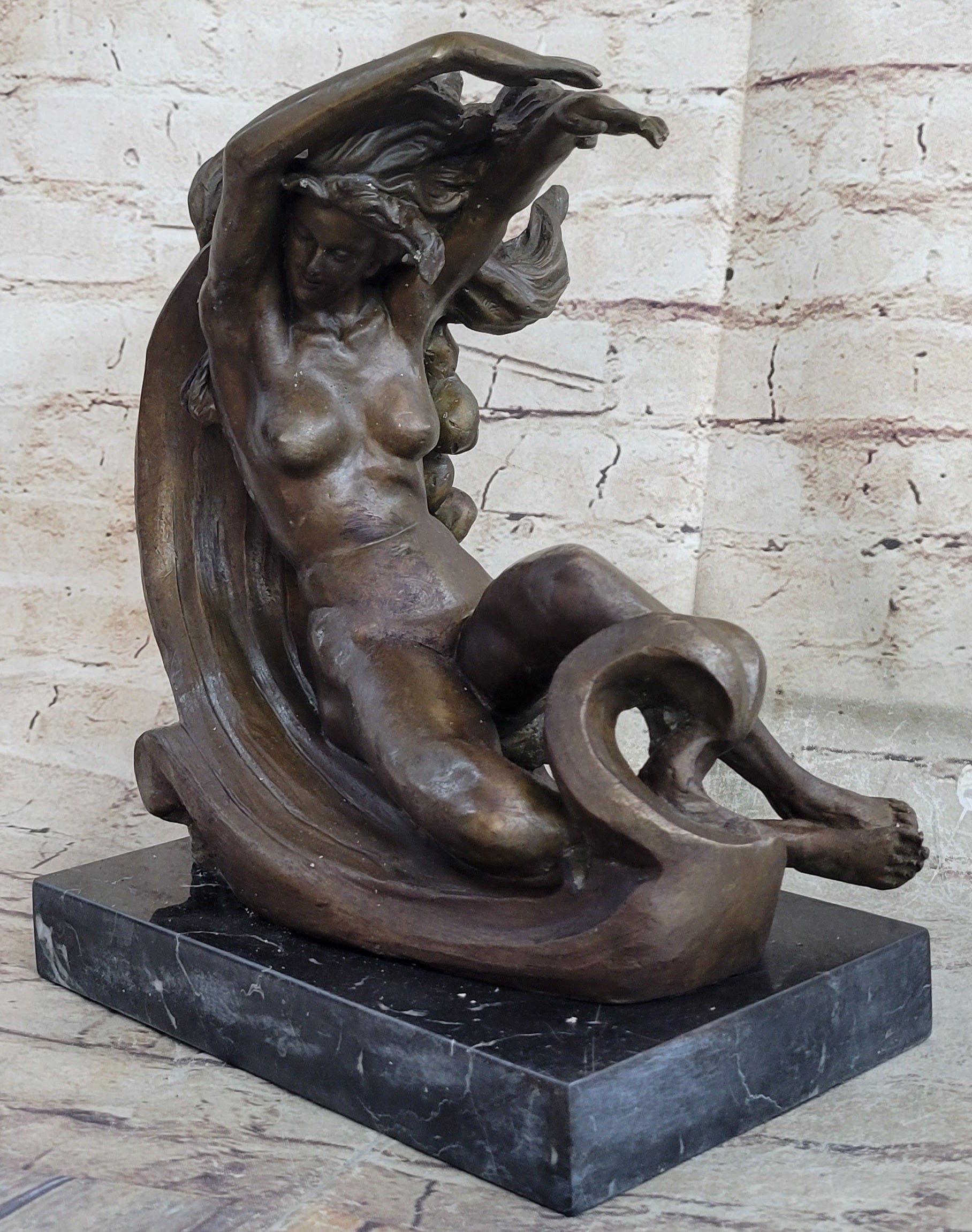 Young Nude Girl Hot Cast Venus Resting Bronze Sculpture Statue Figurine Deal Art