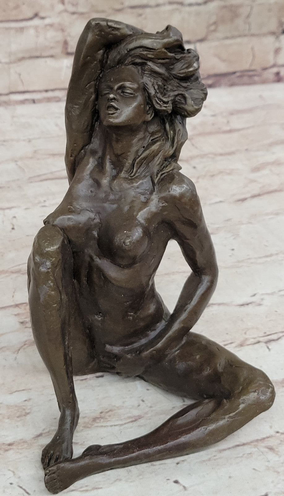 Hand Made Nude Girl Bronze Statue, Hot Cast Erotic Figure for Office or Dorm Decoration
