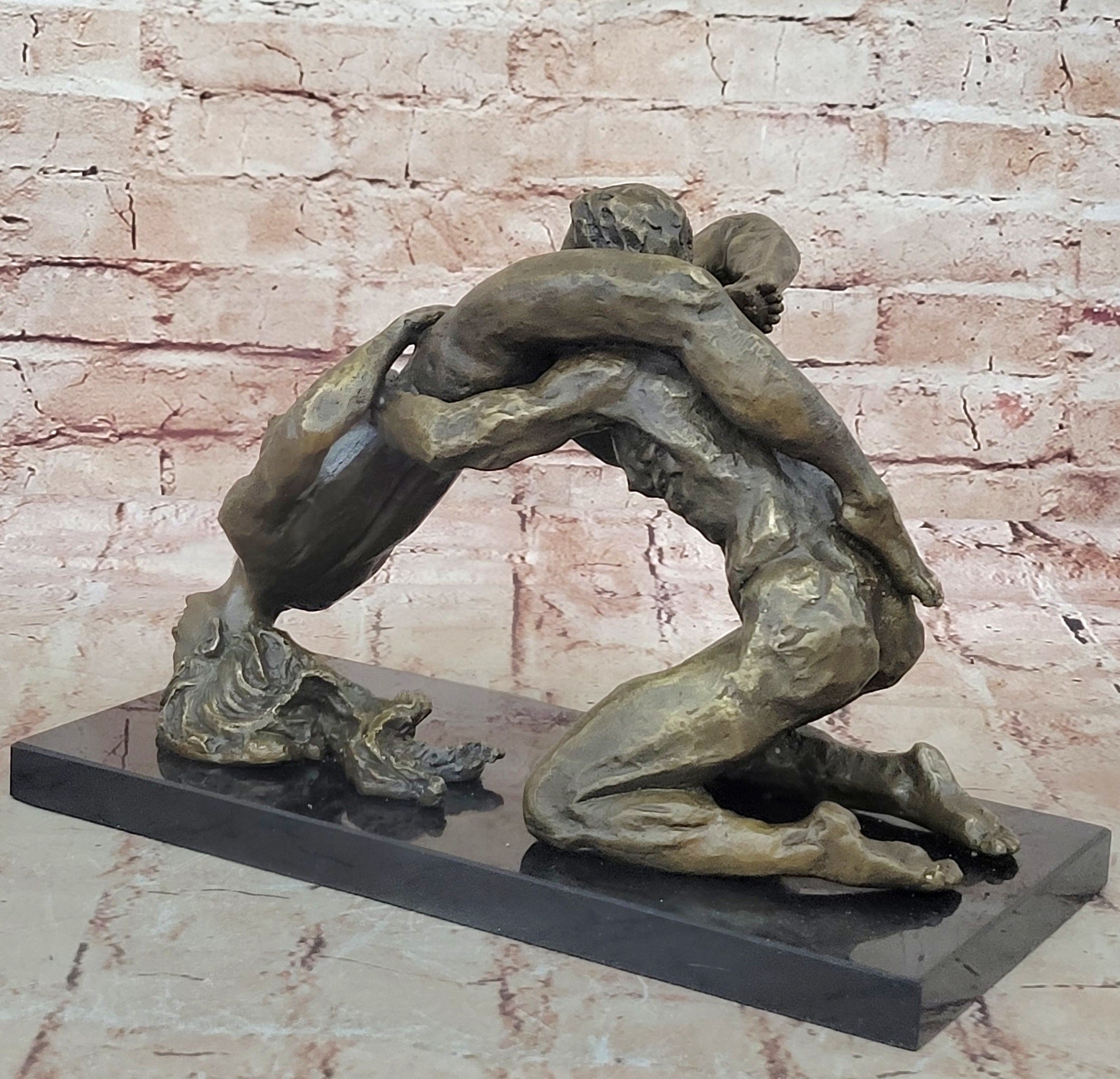 SIGNED 100% BRONZE EROTIC SCULPTURE NUDE GIFT STATUE MARBLE FIGURINE DECOR