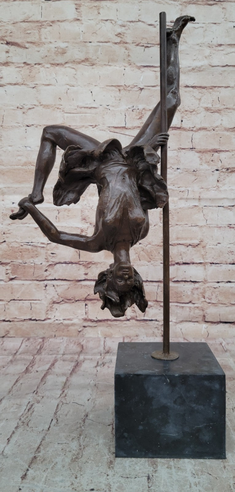 Signed VITALEH ACROBAT METAL SCULPTURE Bronze CIRCUS Perform Balancee