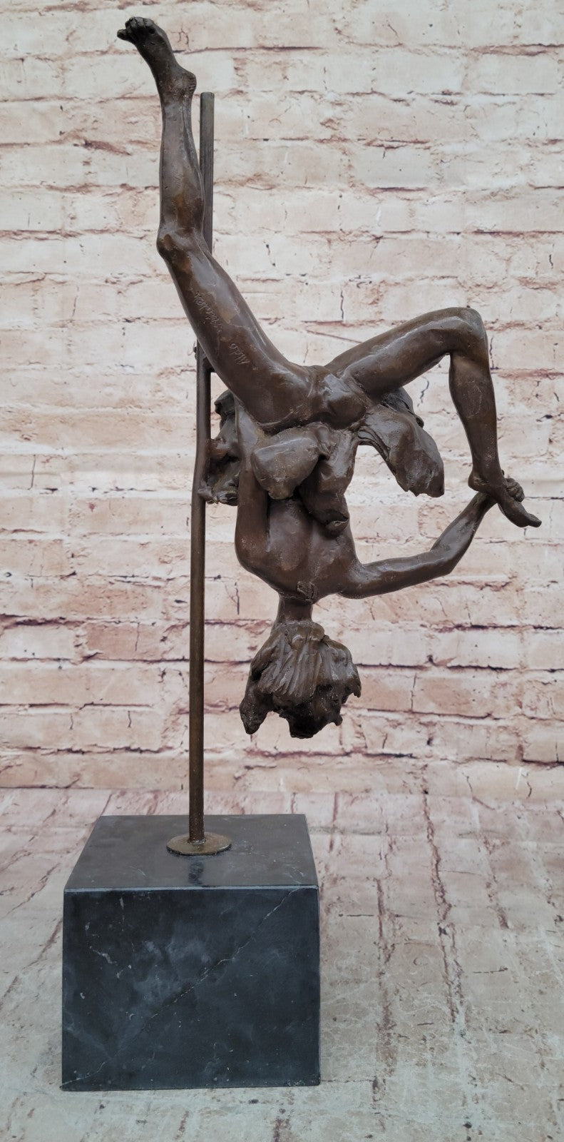Signed VITALEH ACROBAT METAL SCULPTURE Bronze CIRCUS Perform Balancee