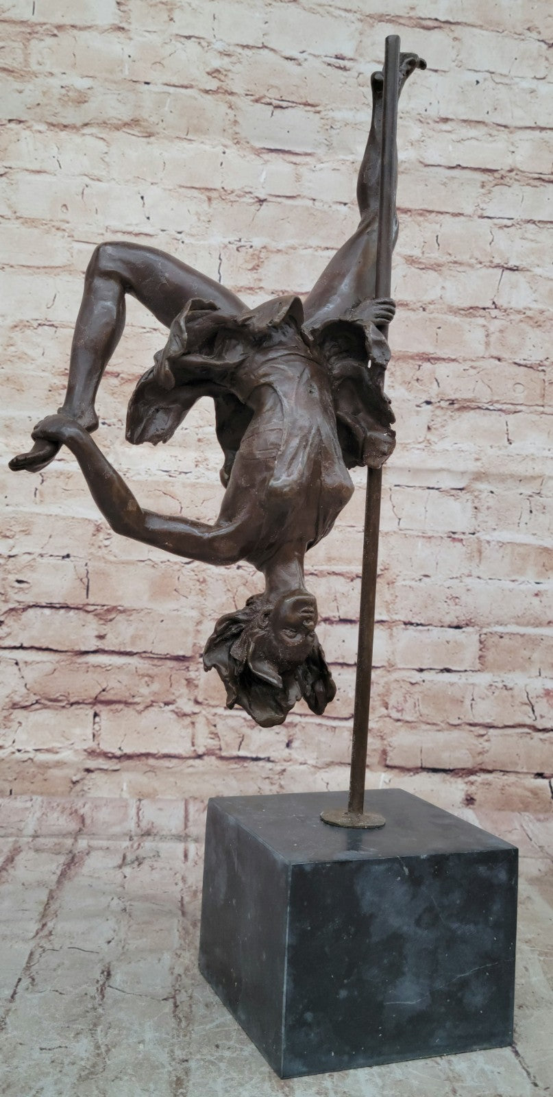 Signed VITALEH ACROBAT METAL SCULPTURE Bronze CIRCUS Perform Balancee