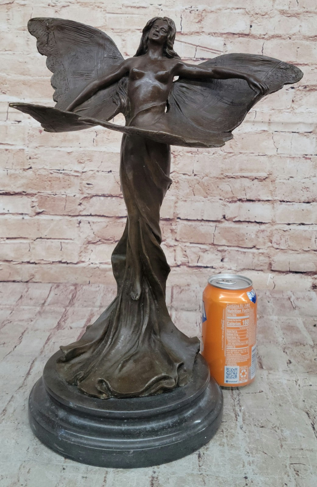 Handcrafted bronze sculpture SALE Art Sexy Erotic Angel Butterfly Nouveau Nude