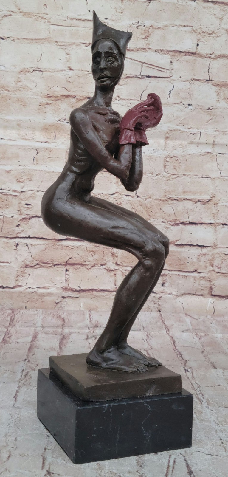 Handcrafted Bronze Court Jester Sculpture by Aldo Vitaleh, Art Deco Decorative Figurine