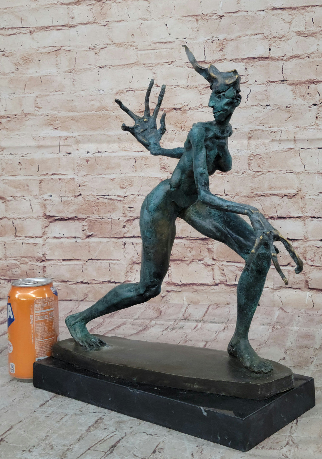 Mid Century Abstract Bronze Woman Statue, Salvador Dali Tribute, Hot Cast Collectible Art