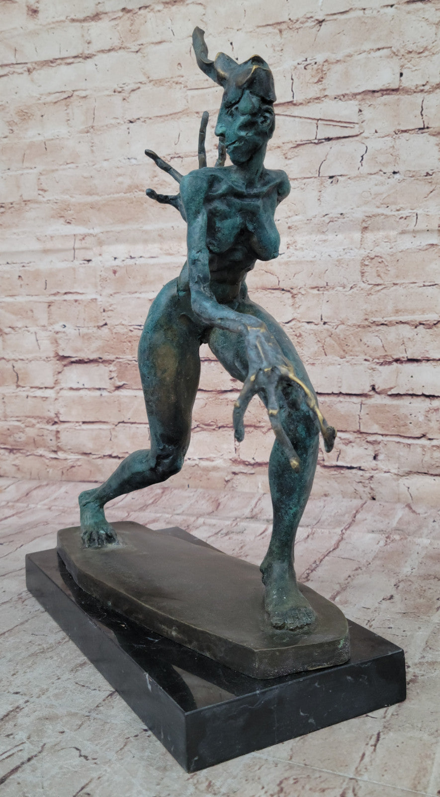 Mid Century Abstract Bronze Woman Statue, Salvador Dali Tribute, Hot Cast Collectible Art