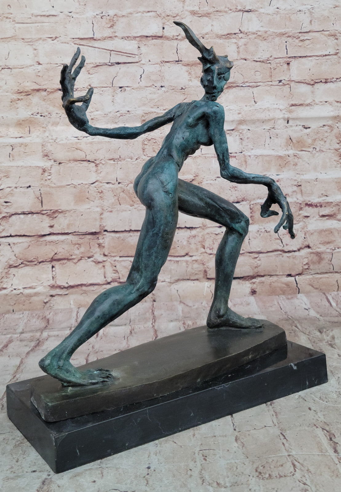 Mid Century Abstract Bronze Woman Statue, Salvador Dali Tribute, Hot Cast Collectible Art