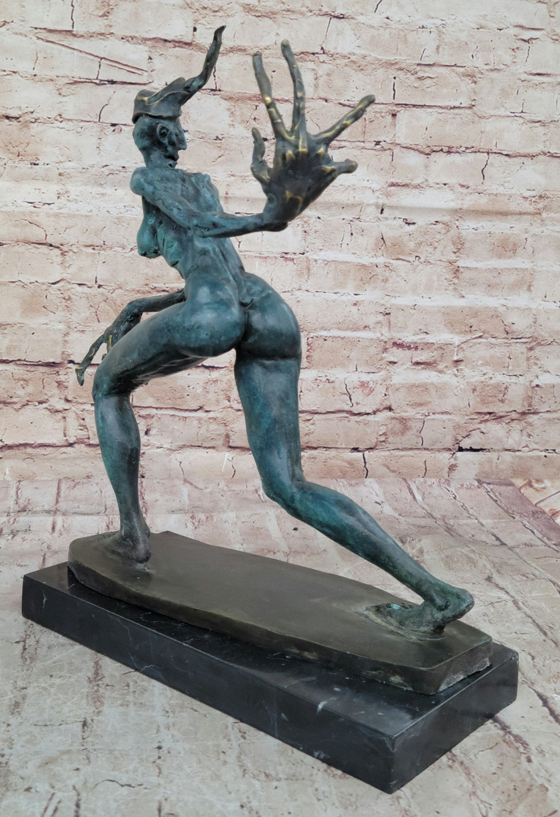 Mid Century Abstract Bronze Woman Statue, Salvador Dali Tribute, Hot Cast Collectible Art