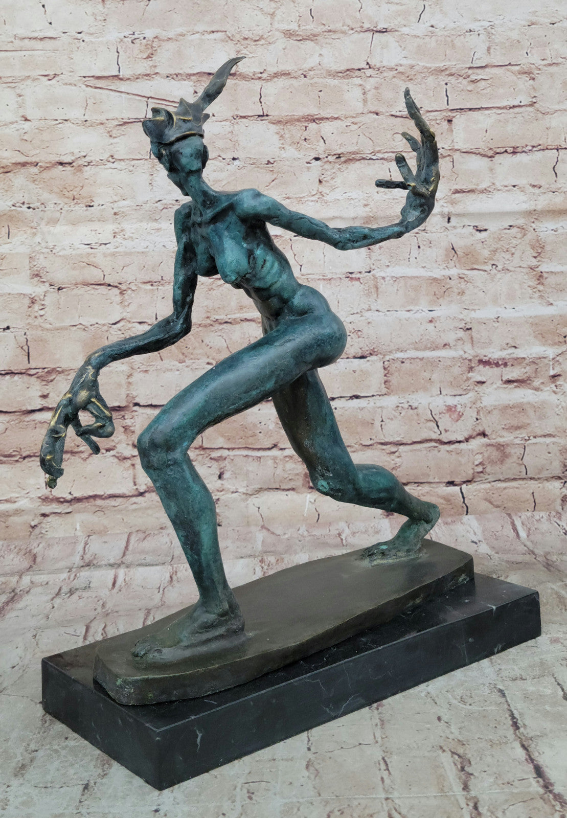 Mid Century Abstract Bronze Woman Statue, Salvador Dali Tribute, Hot Cast Collectible Art