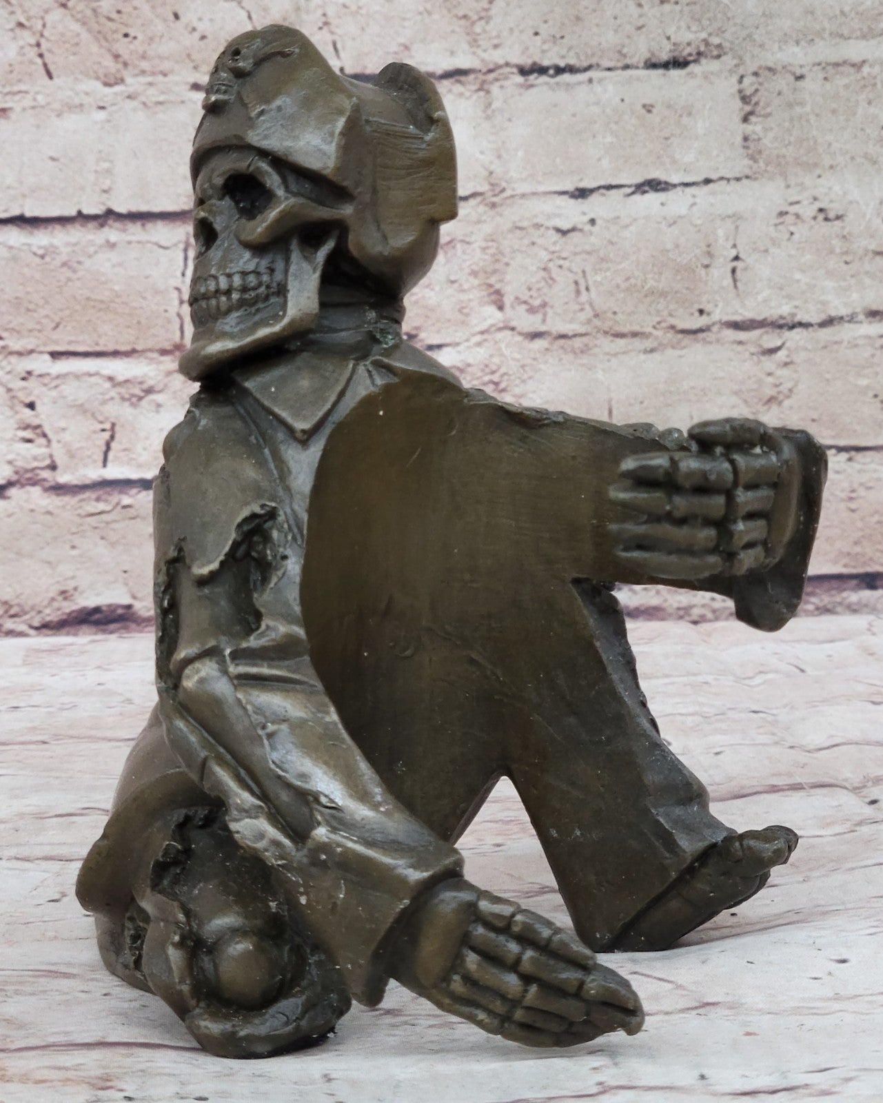 Handcrafted bronze sculpture SALE Figural Holder Wine Skeleton Pirate Cast Hot
