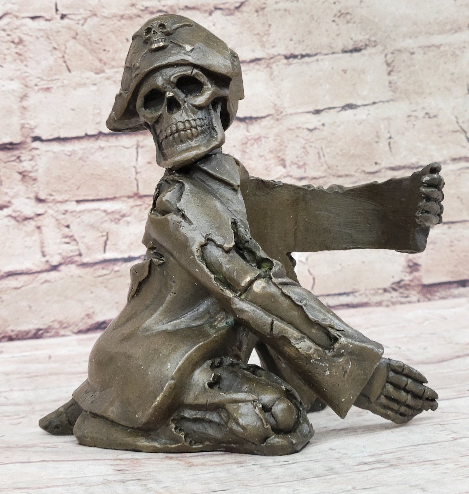 Handcrafted bronze sculpture SALE Figural Holder Wine Skeleton Pirate Cast Hot