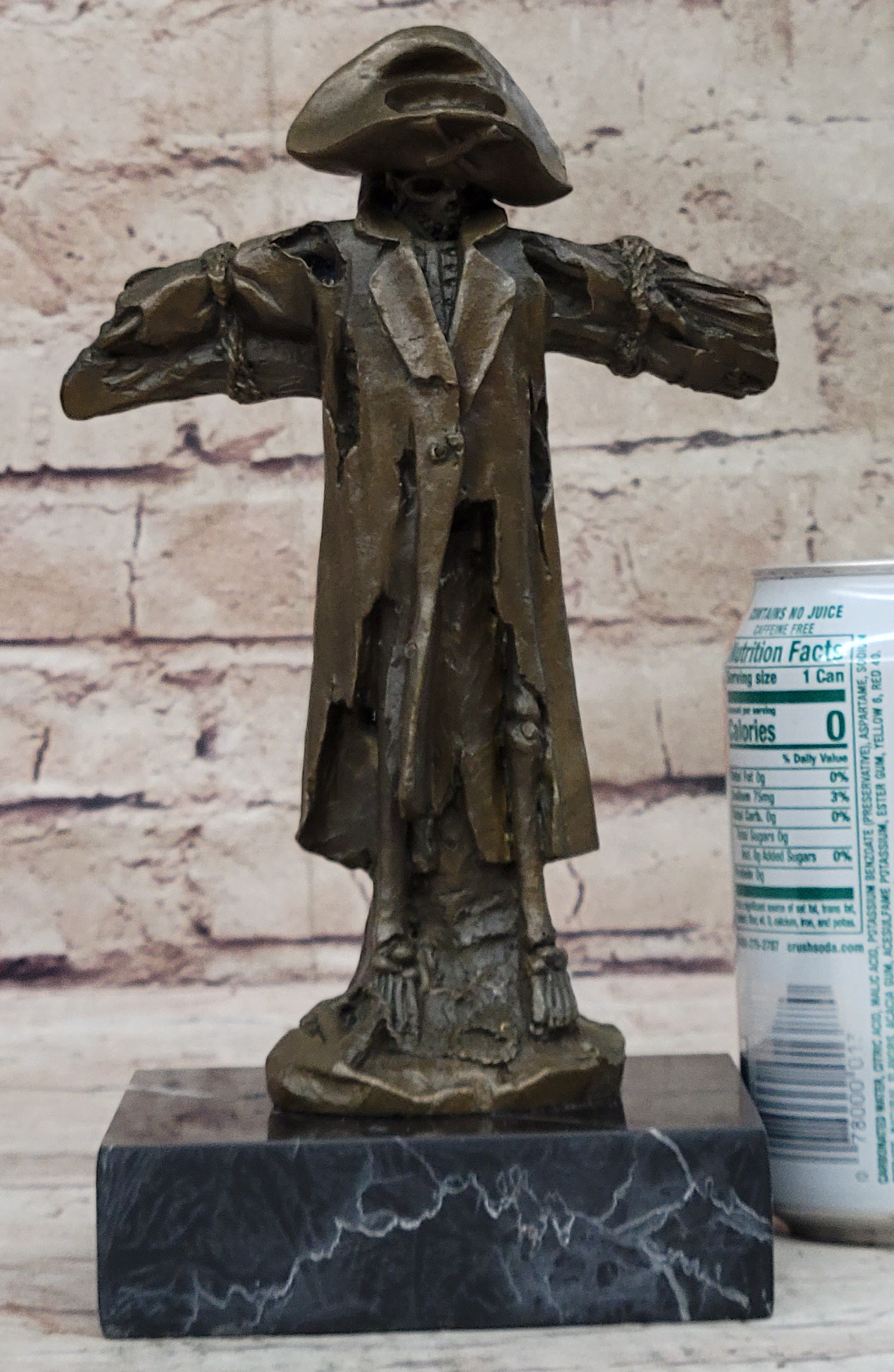 Skeleton Pirate Bronze Skulpture Head Dagger Gothic Figure Statue Art Deco SALE