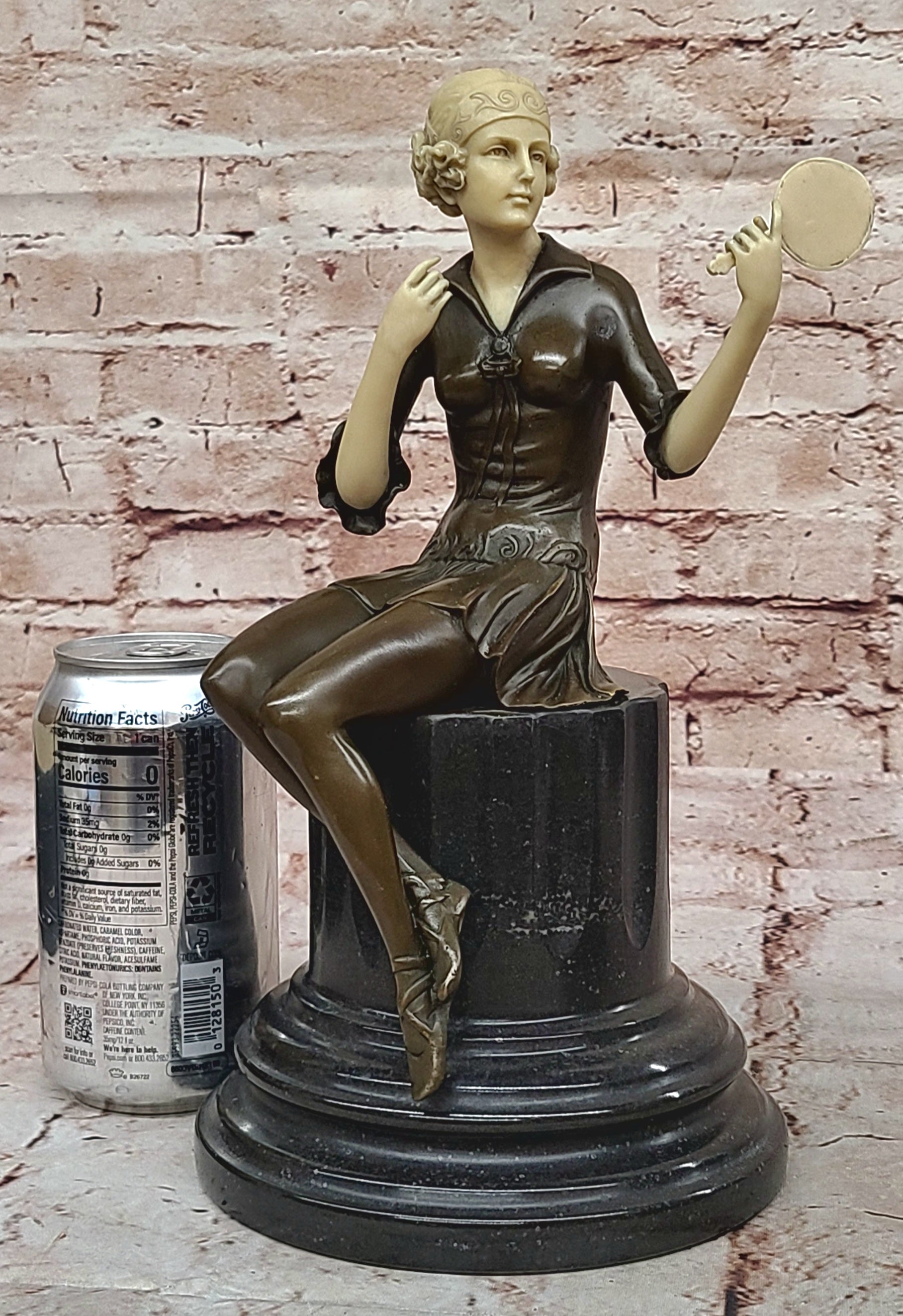 VINTAGE BRONZE METAL SCULPTURE PRETTY FEMALE MODEL DANCING DANCER SIGNED PREISS