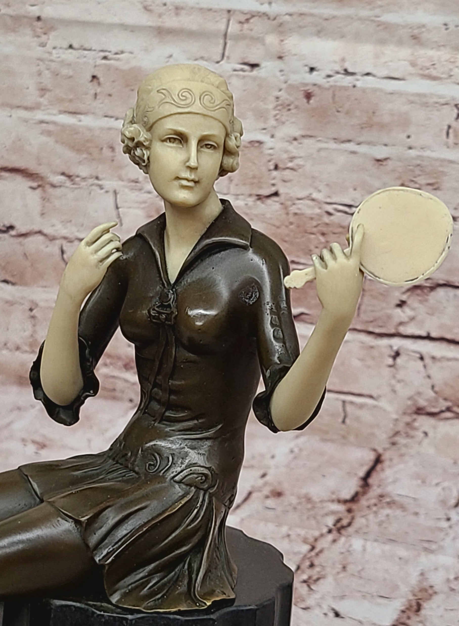 VINTAGE BRONZE METAL SCULPTURE PRETTY FEMALE MODEL DANCING DANCER SIGNED PREISS