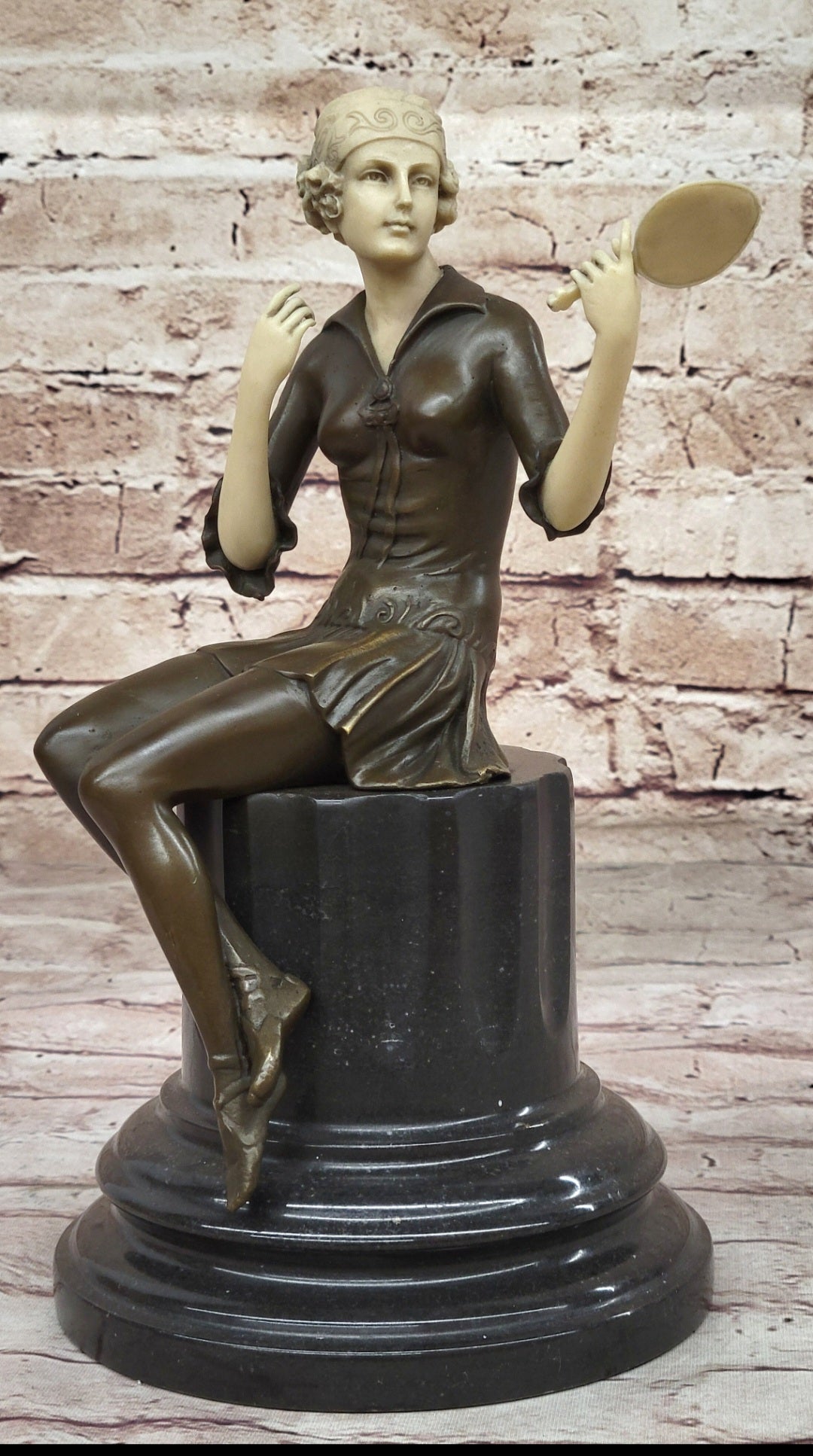 VINTAGE BRONZE METAL SCULPTURE PRETTY FEMALE MODEL DANCING DANCER SIGNED PREISS