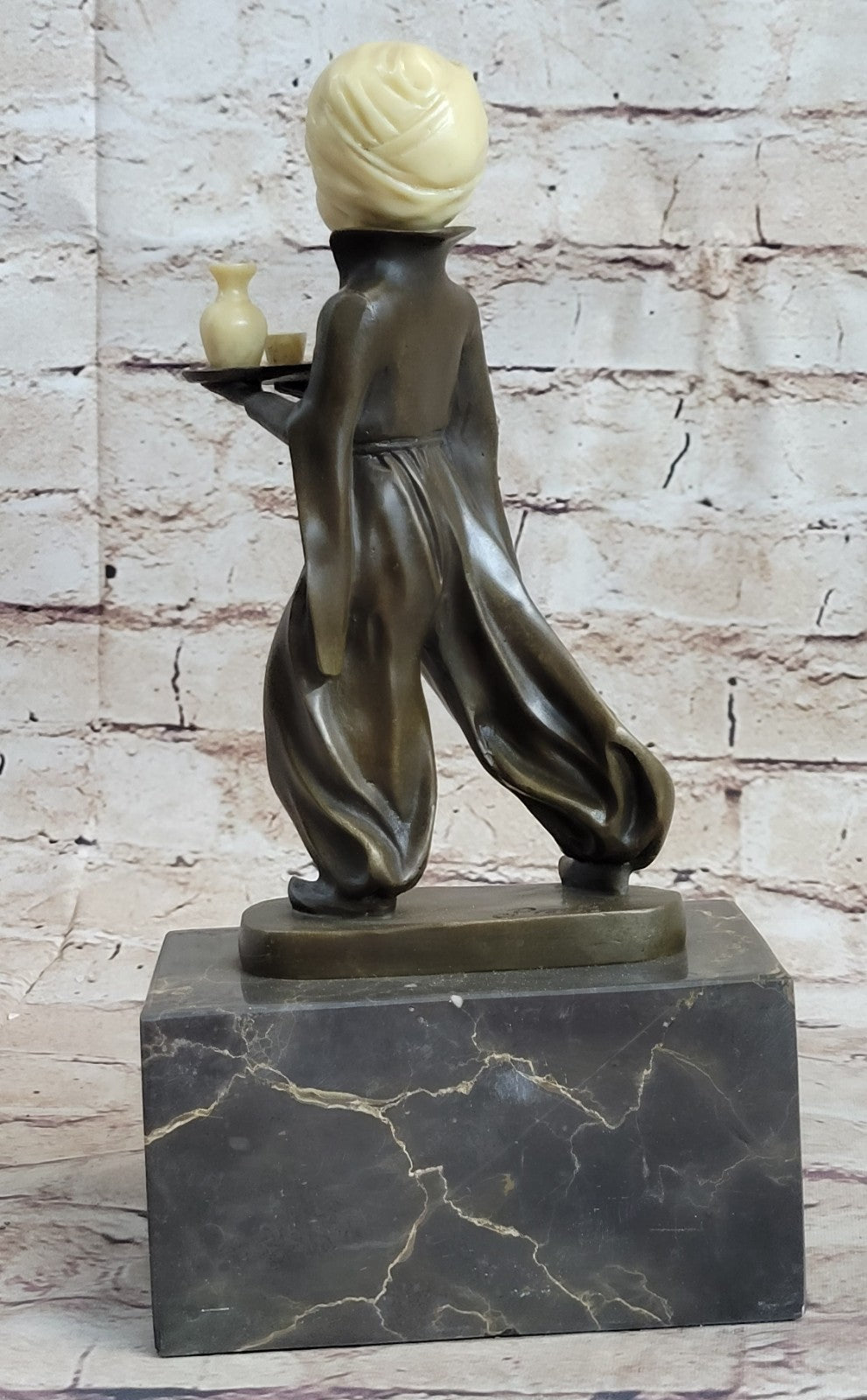 VIENNA BRONZE BY PREISS ARAB SERVING DRINKS MARBLE BASE SCULPTURE HOME DECO