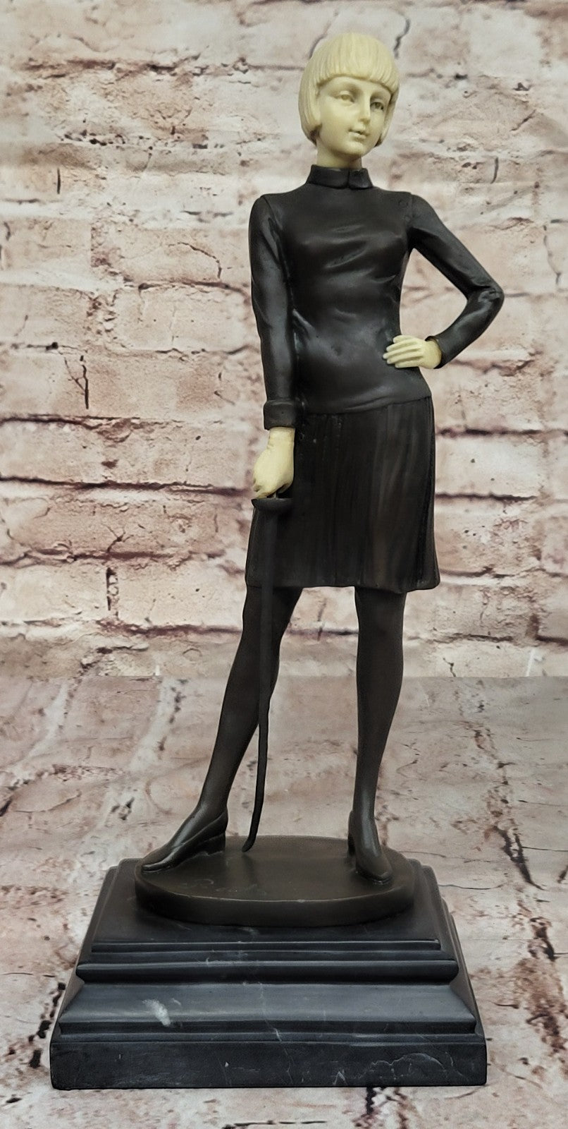 Art Nouveau Female Fencer Museum Quality Bronze Sculpture by Preiss Decor Figure