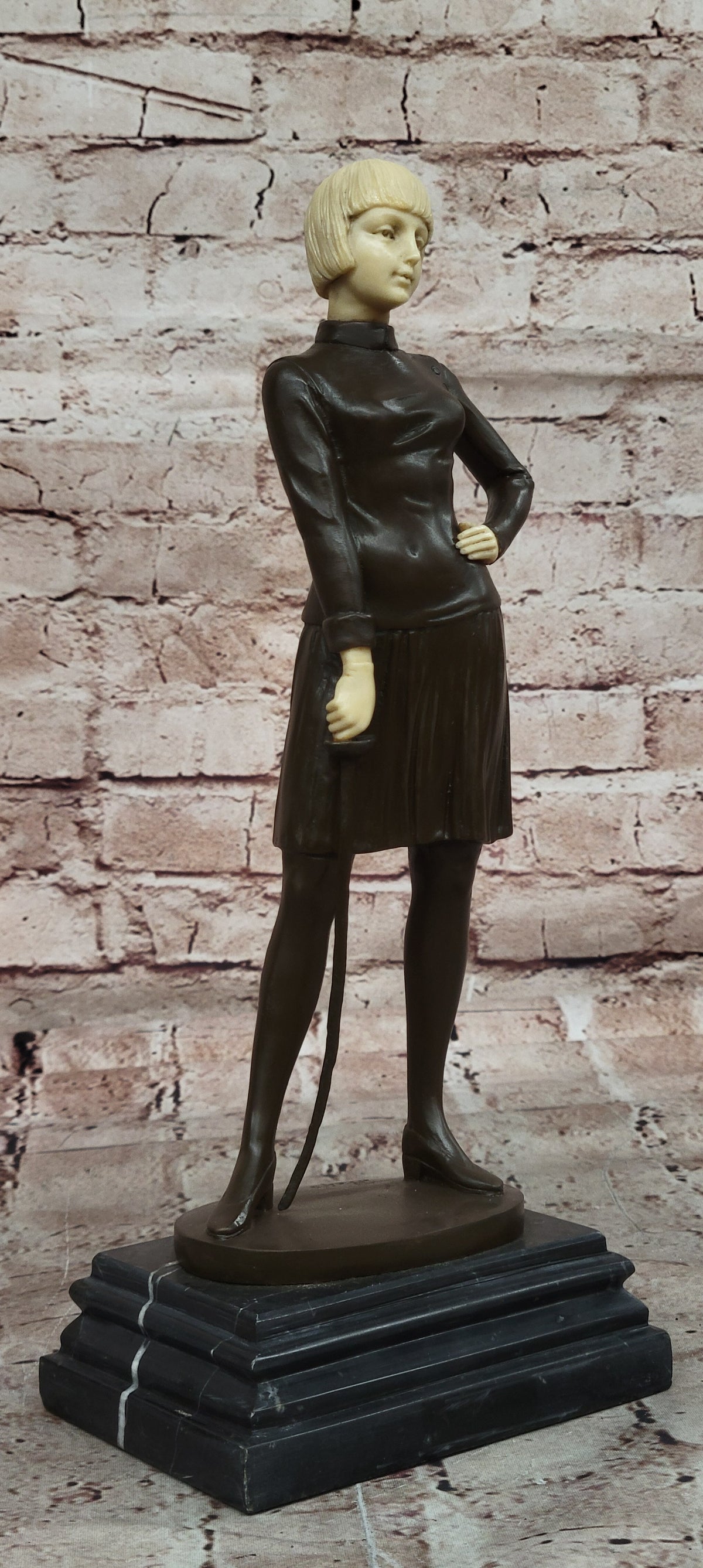 Art Nouveau Female Fencer Museum Quality Bronze Sculpture by Preiss Decor Figure