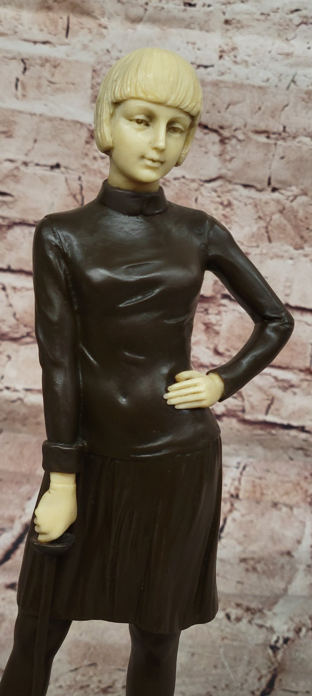 Art Nouveau Female Fencer Museum Quality Bronze Sculpture by Preiss Decor Figure