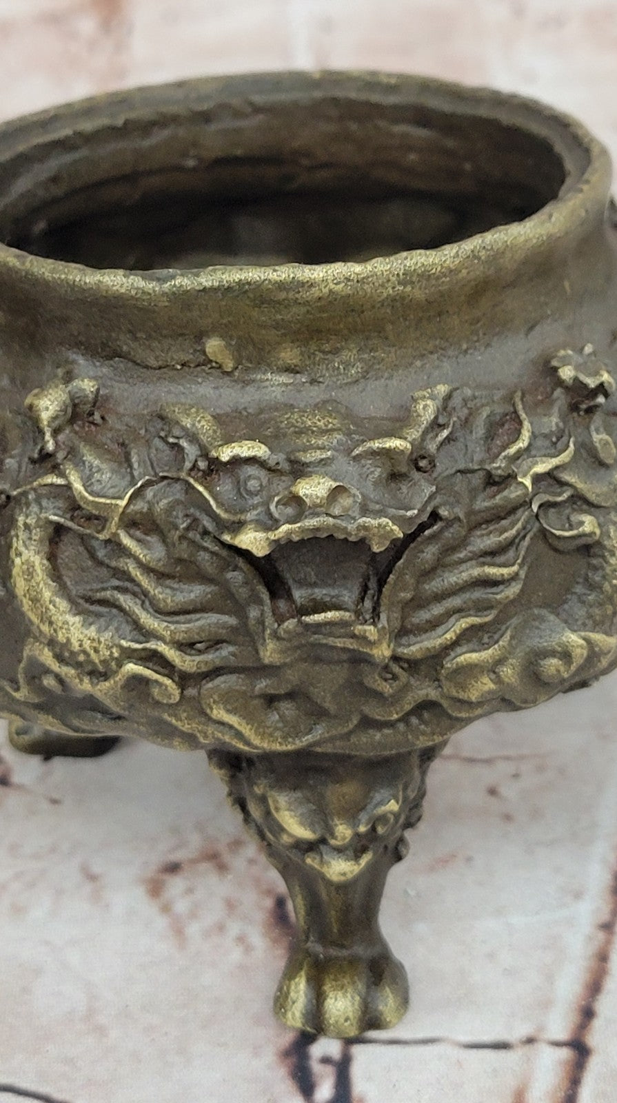 Handcrafted bronze sculpture SALE Incense Dragon Gilded Favorites Folk China