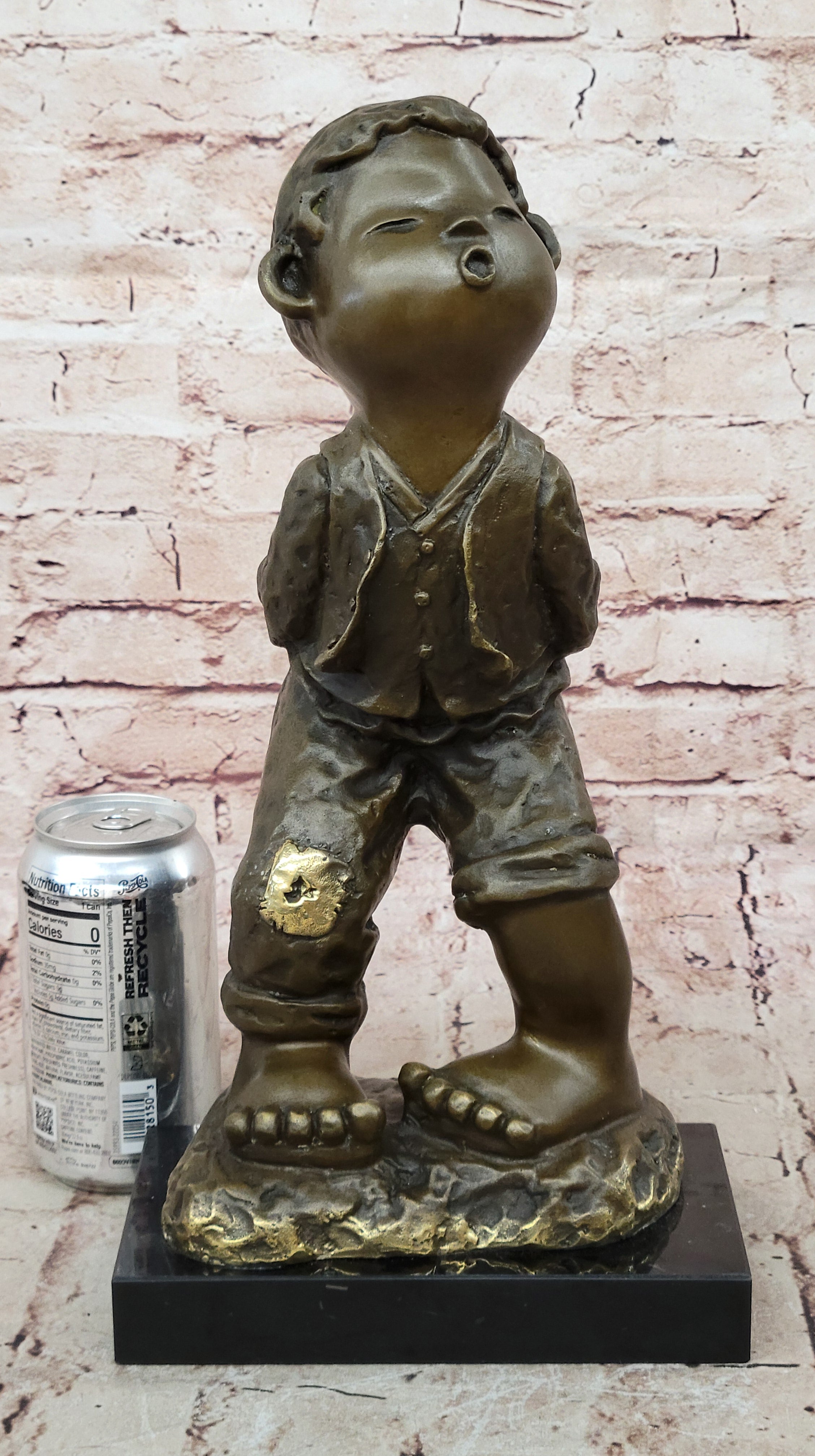 Collectible Miguel Lopez Chinese Boy Bronze Statue Fine Art Home Decor