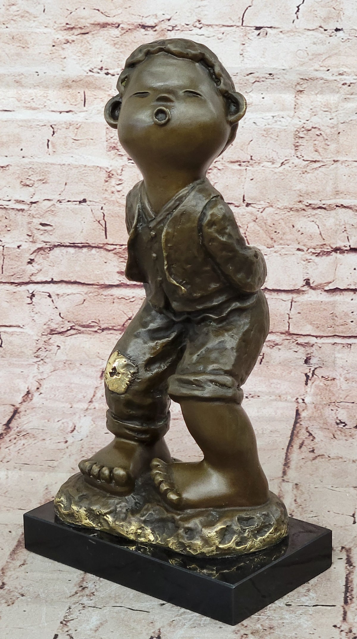 Collectible Miguel Lopez Chinese Boy Bronze Statue Fine Art Home Decor