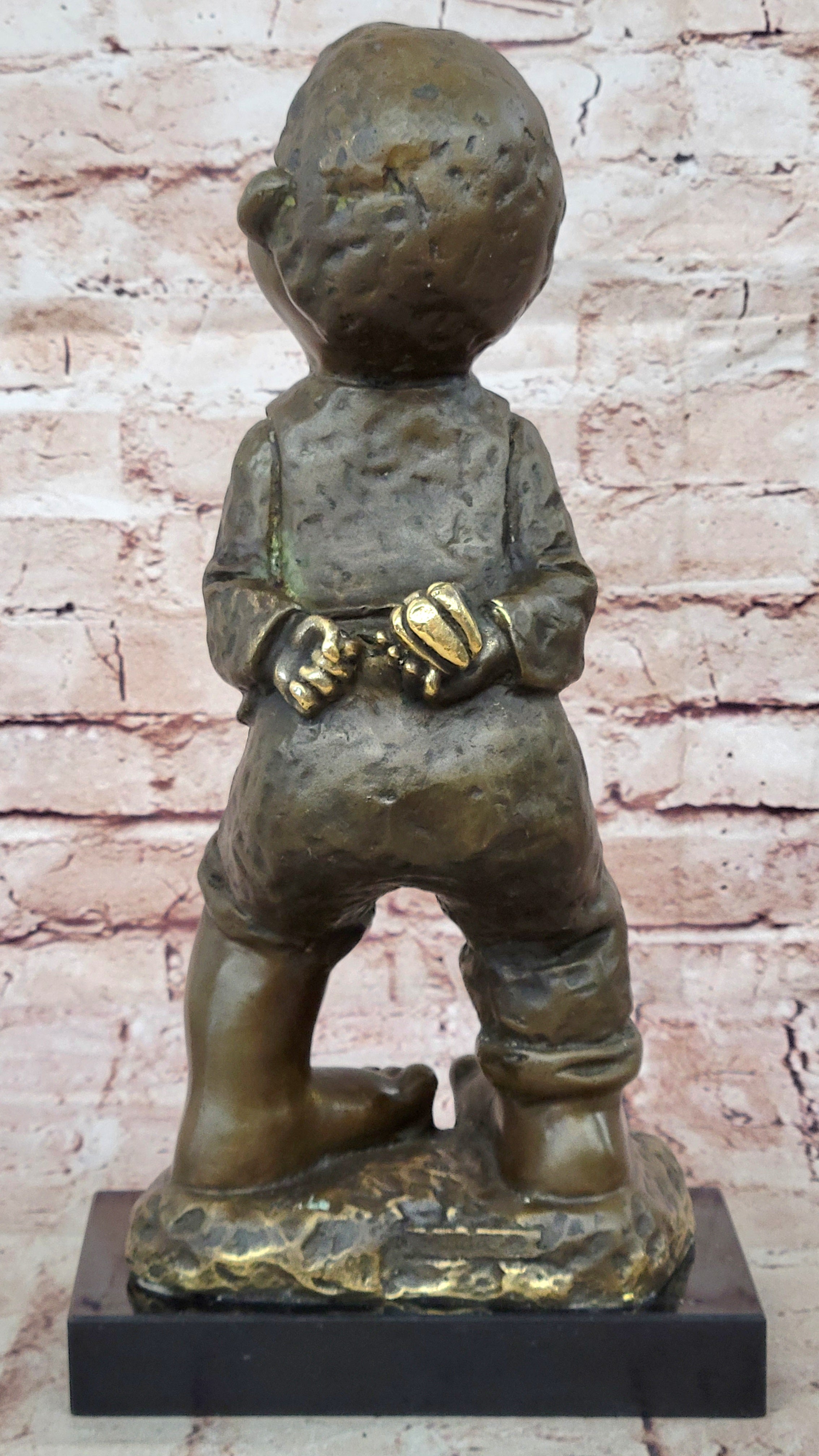 Collectible Miguel Lopez Chinese Boy Bronze Statue Fine Art Home Decor