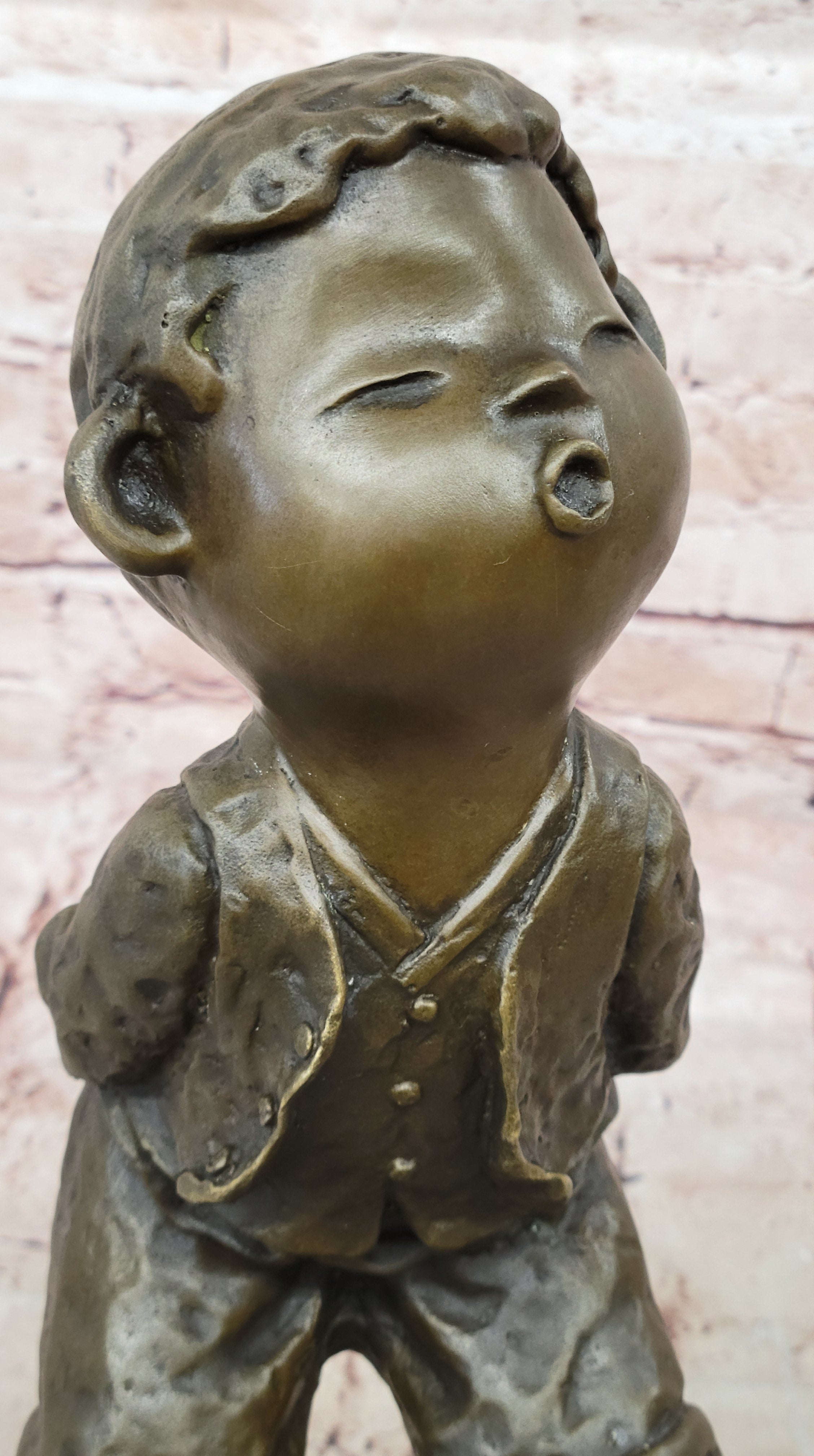 Collectible Miguel Lopez Chinese Boy Bronze Statue Fine Art Home Decor