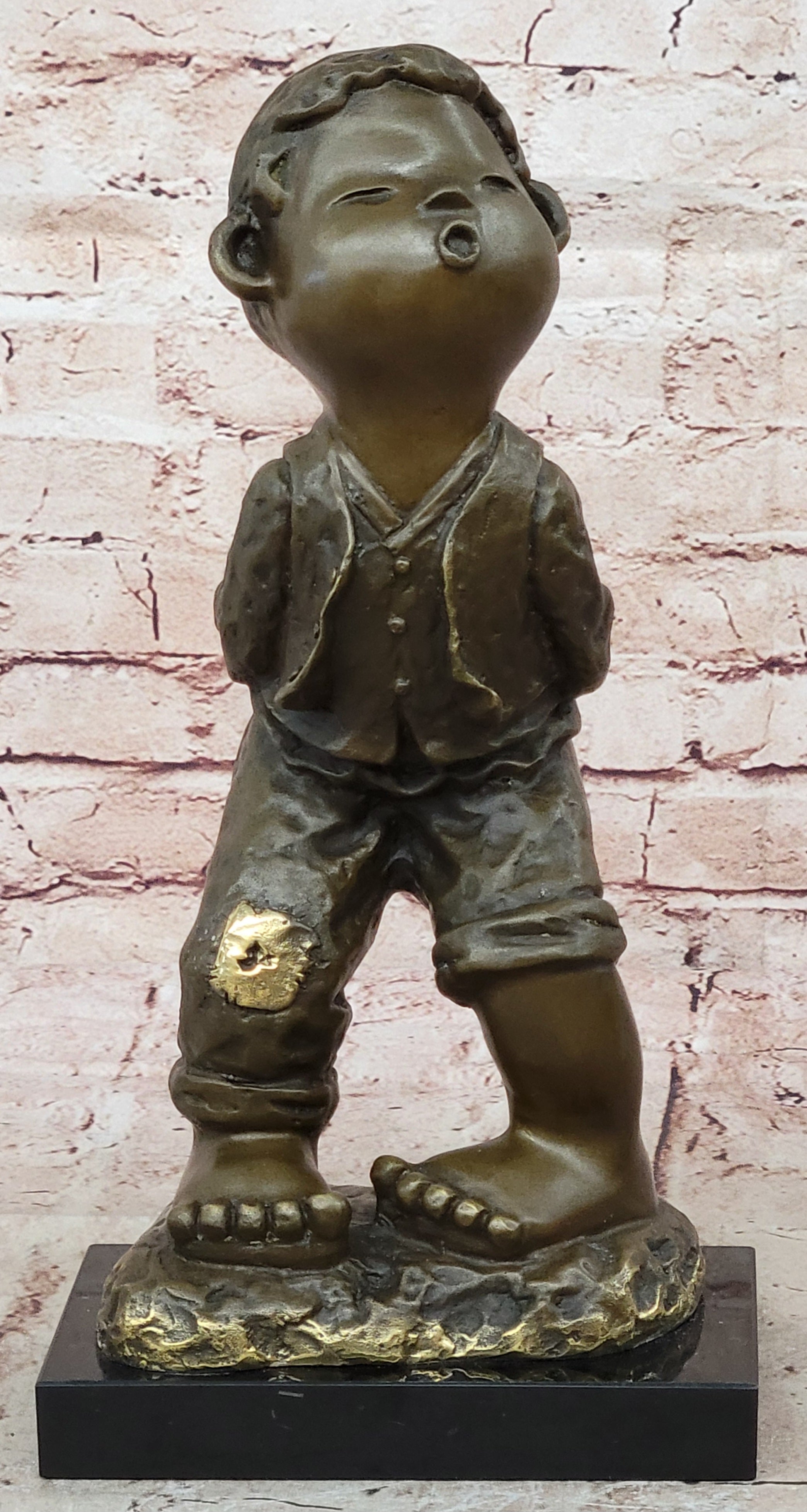 Collectible Miguel Lopez Chinese Boy Bronze Statue Fine Art Home Decor