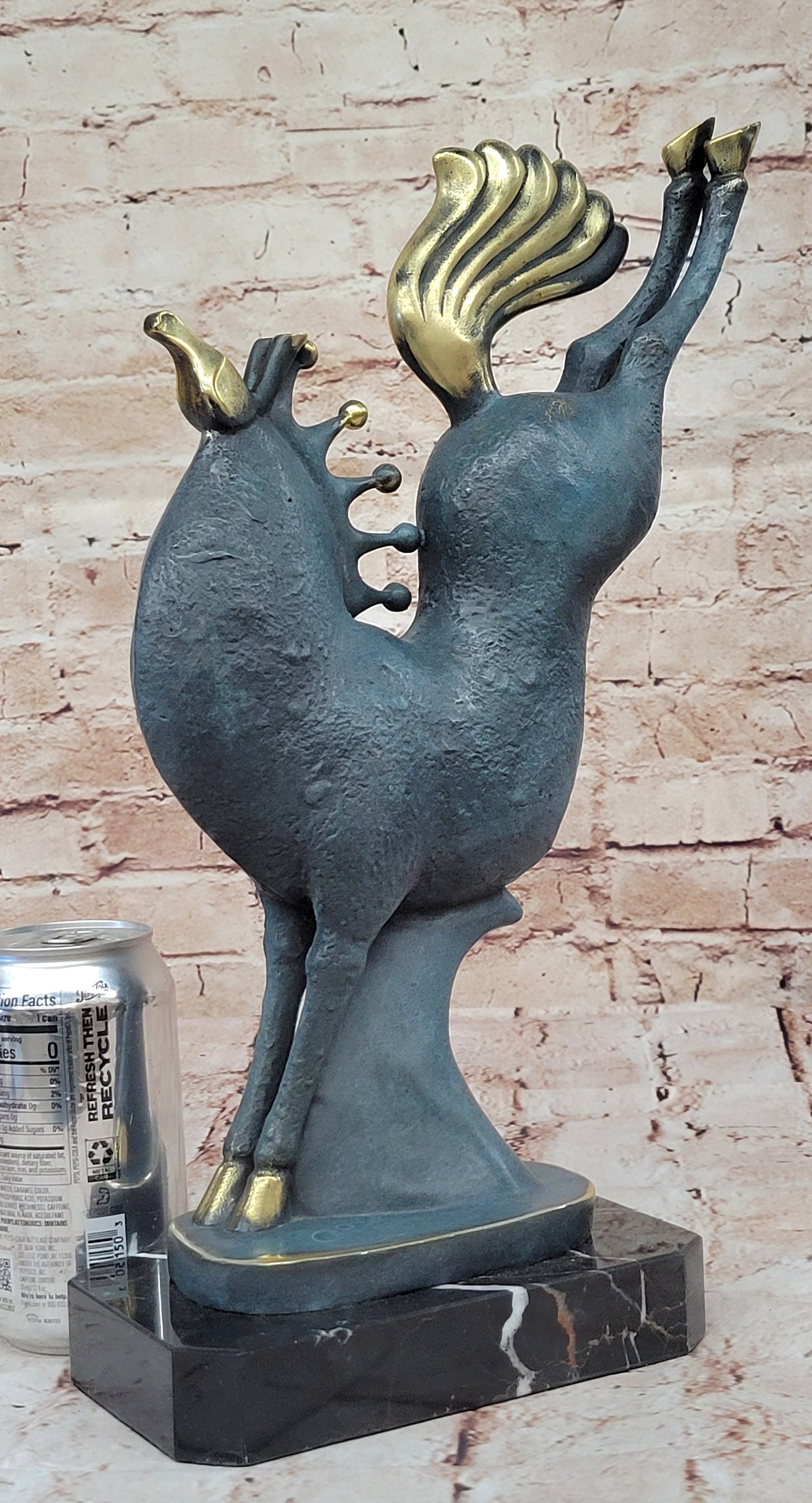 Green Patina Abstract Horse Bronze Sculpture Modern Art Decor