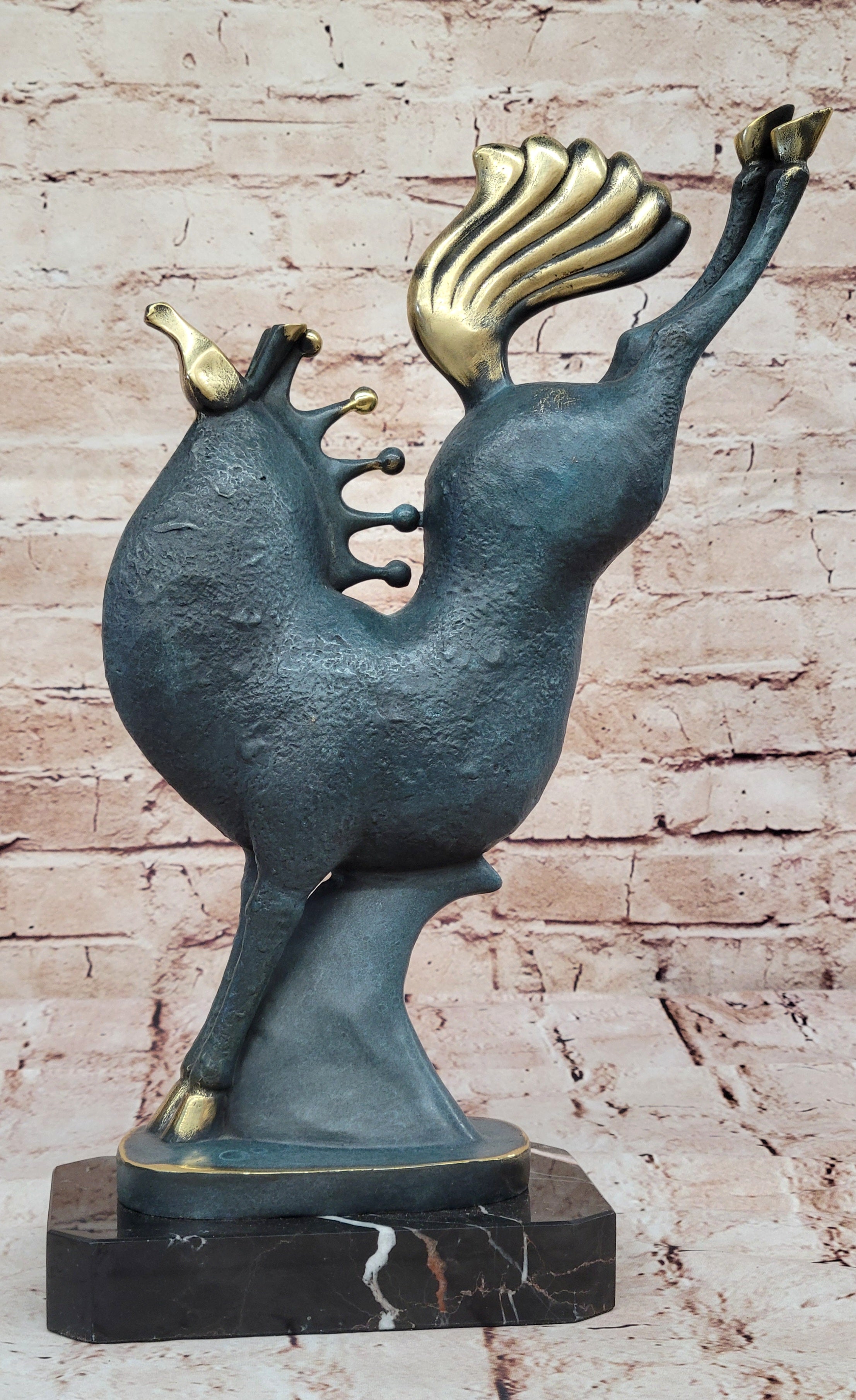 Green Patina Abstract Horse Bronze Sculpture Modern Art Decor