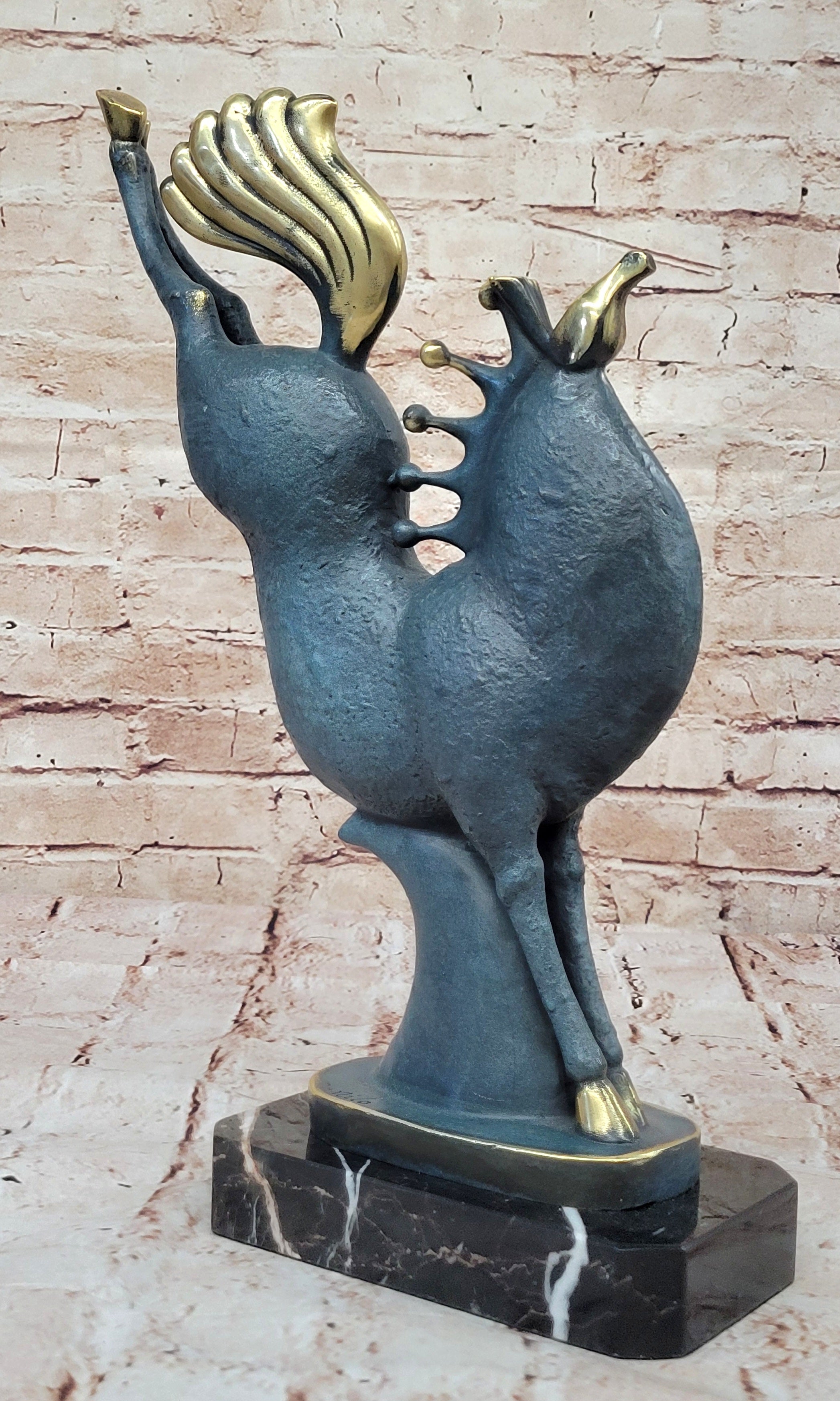 Green Patina Abstract Horse Bronze Sculpture Modern Art Decor