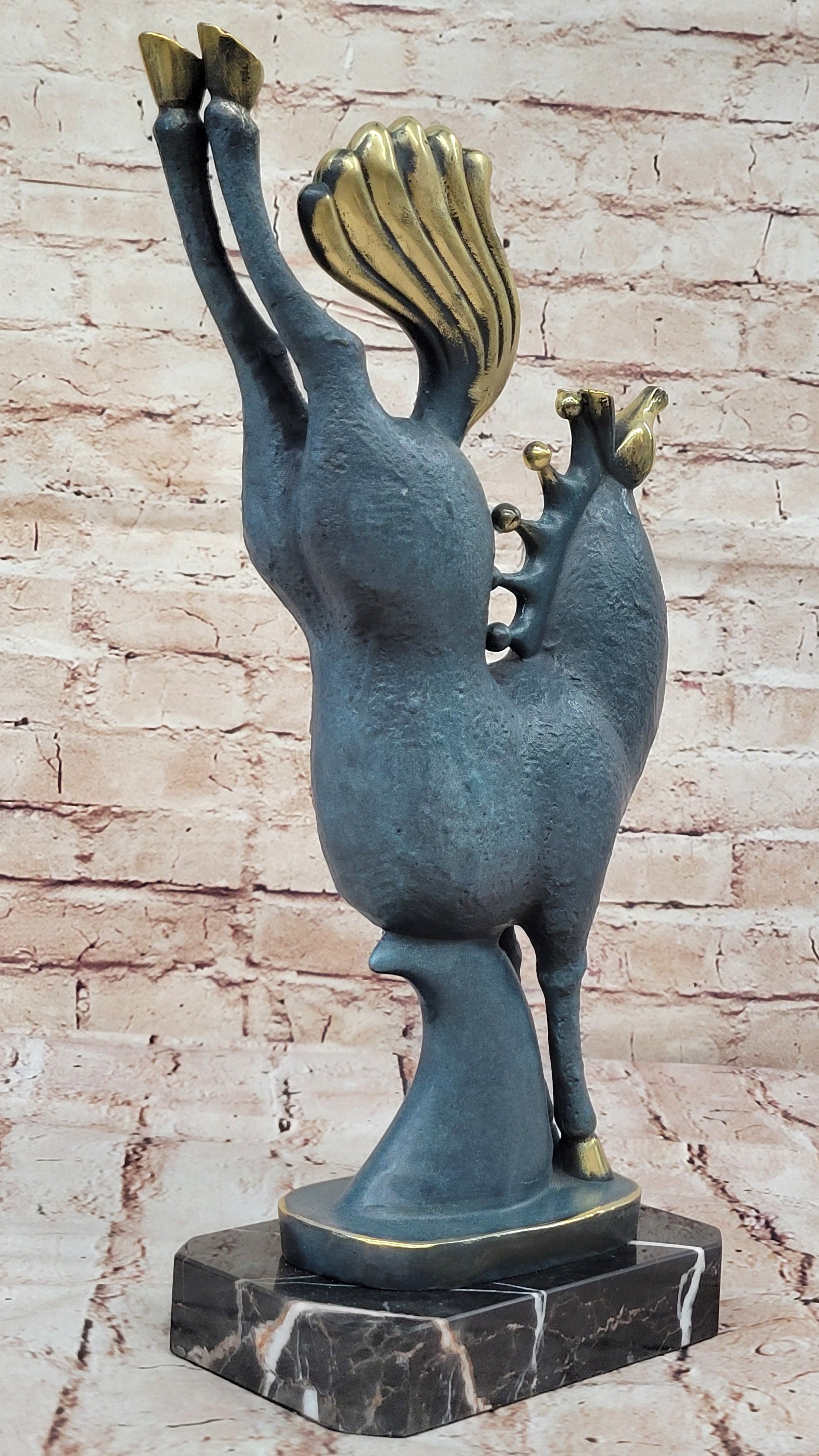 Green Patina Abstract Horse Bronze Sculpture Modern Art Decor