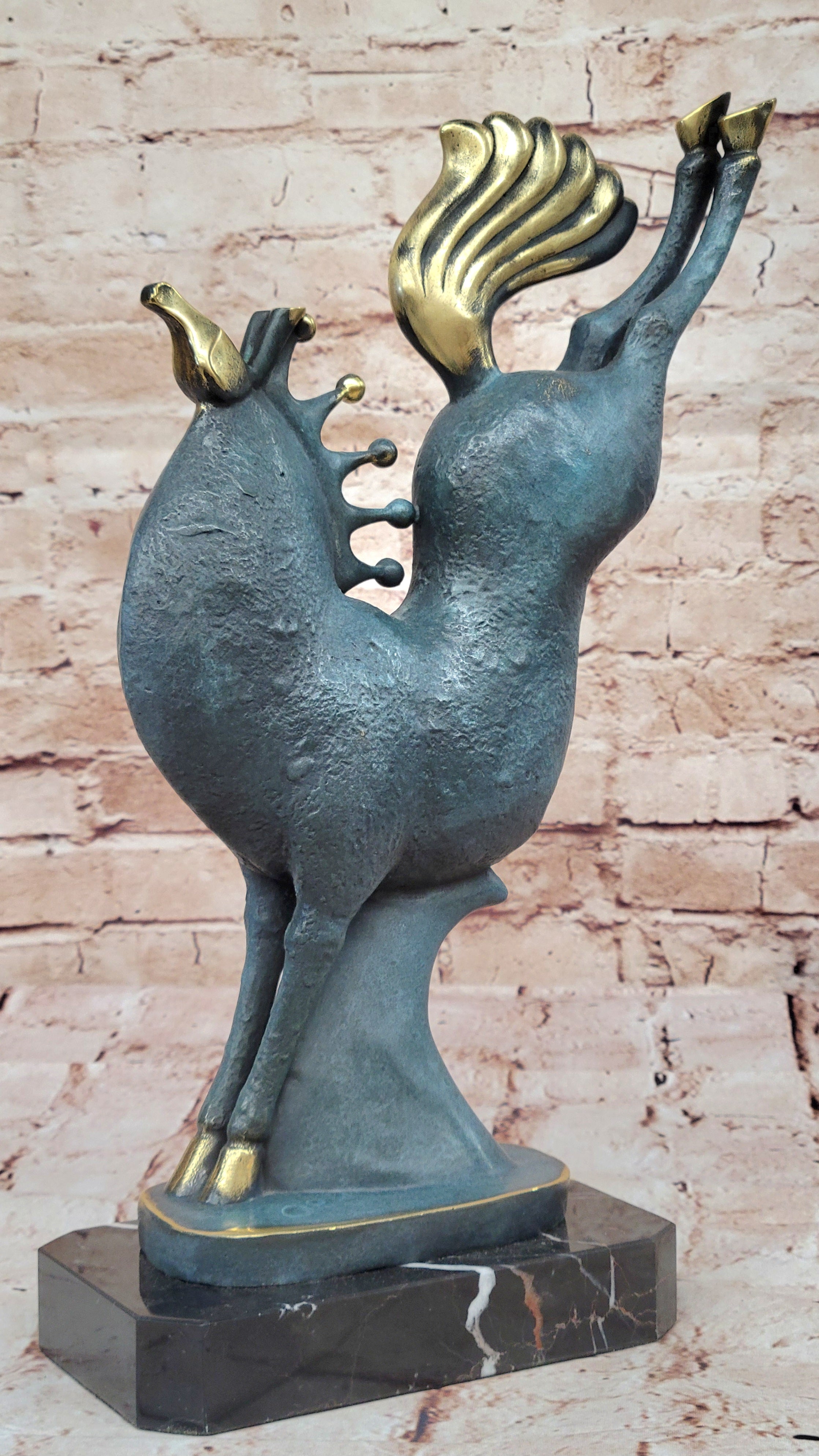 Green Patina Abstract Horse Bronze Sculpture Modern Art Decor