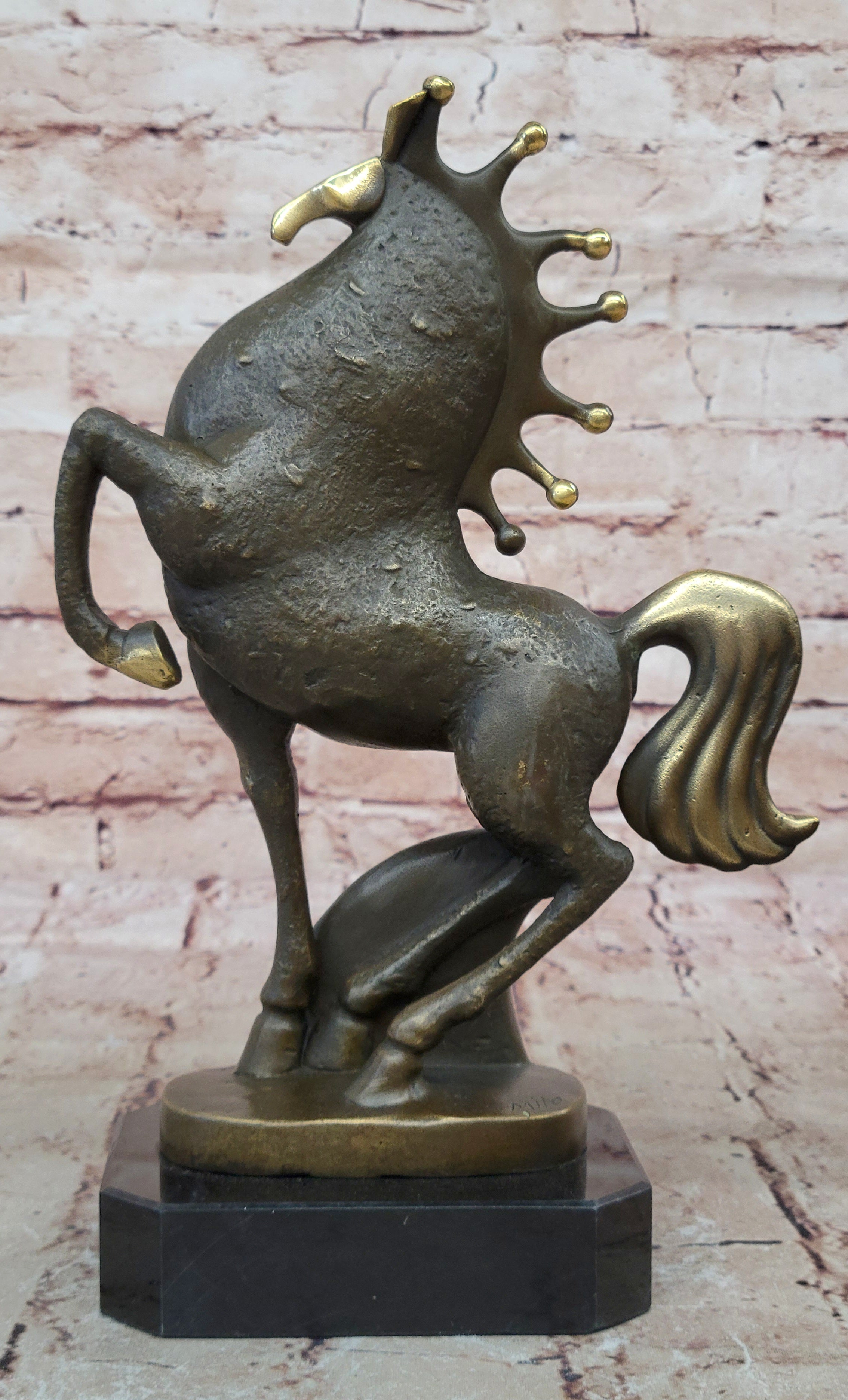 Unique Bronze Tang Horse Figurine - Hand Sculpted by Miguel Lopez, Fine Art