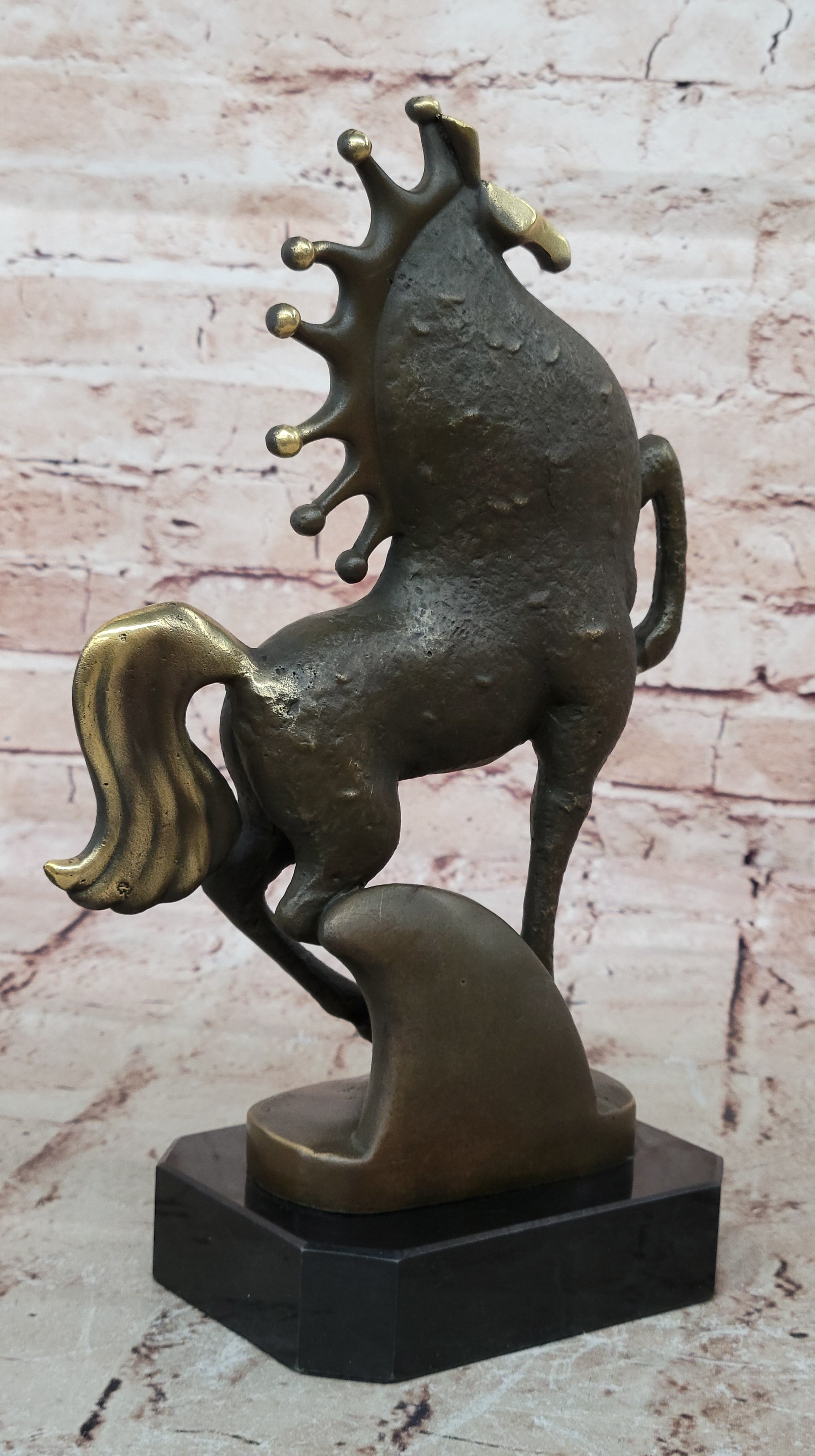 Unique Bronze Tang Horse Figurine - Hand Sculpted by Miguel Lopez, Fine Art