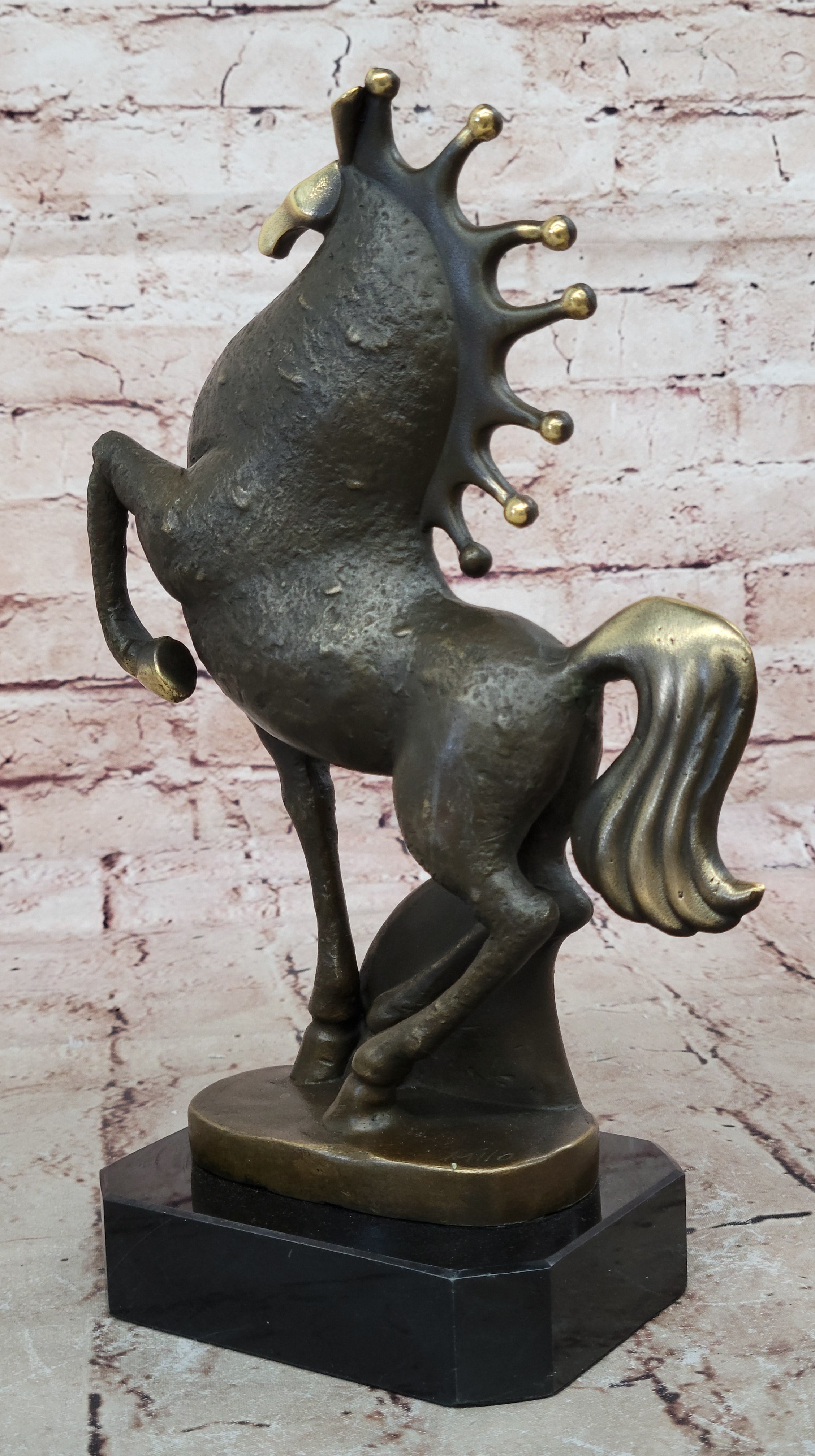 Unique Bronze Tang Horse Figurine - Hand Sculpted by Miguel Lopez, Fine Art