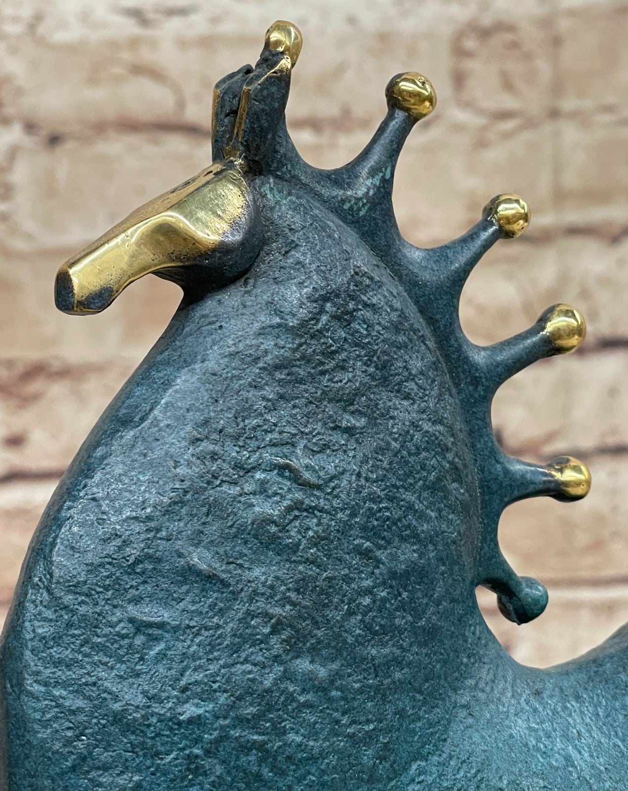 28 cm RARE Abstract FENGSHUI marble base Bronze "horse Trotting" Sculpture