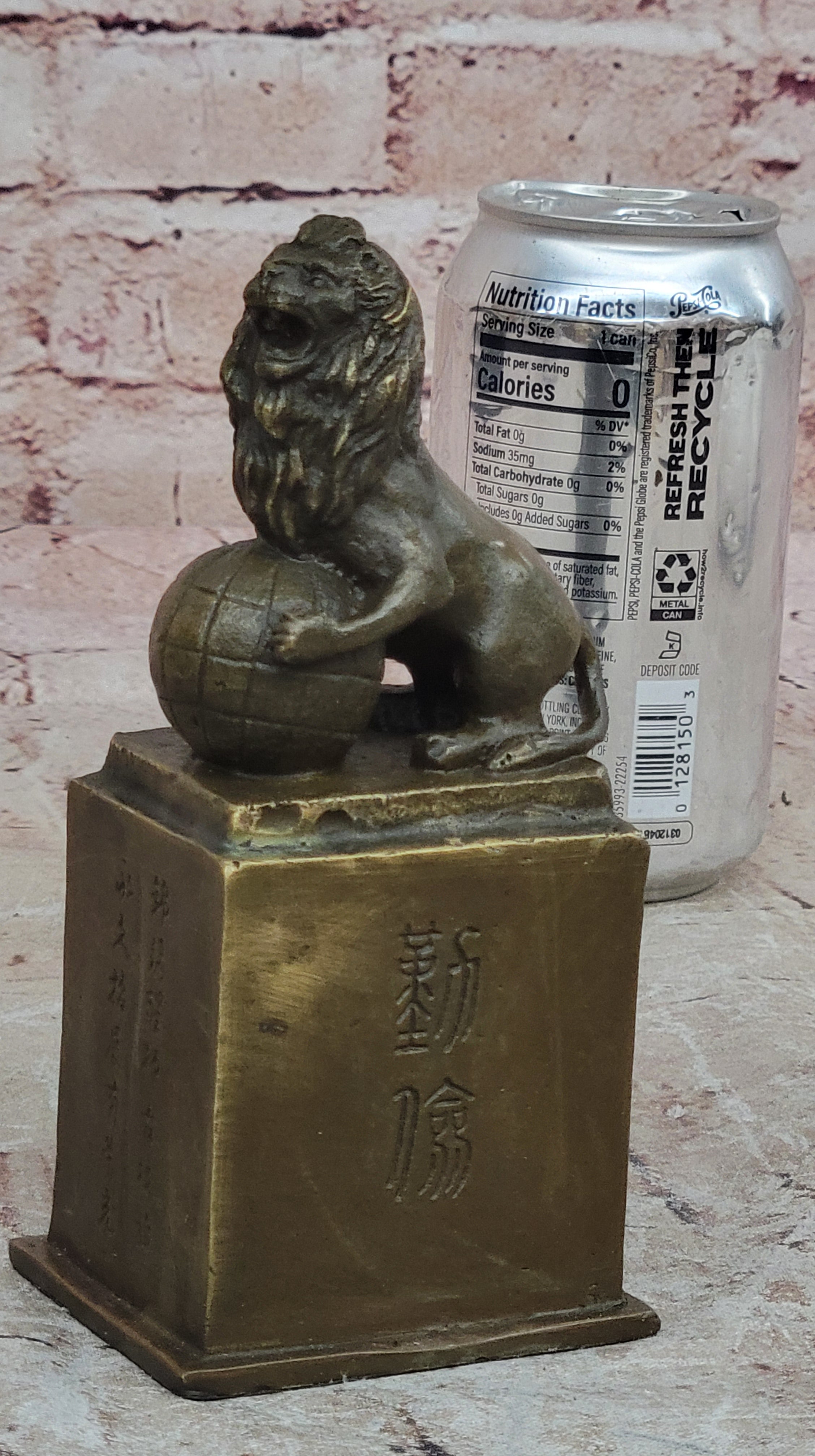 Handcrafted bronze sculpture SALE Marble Ball On Lion Casting