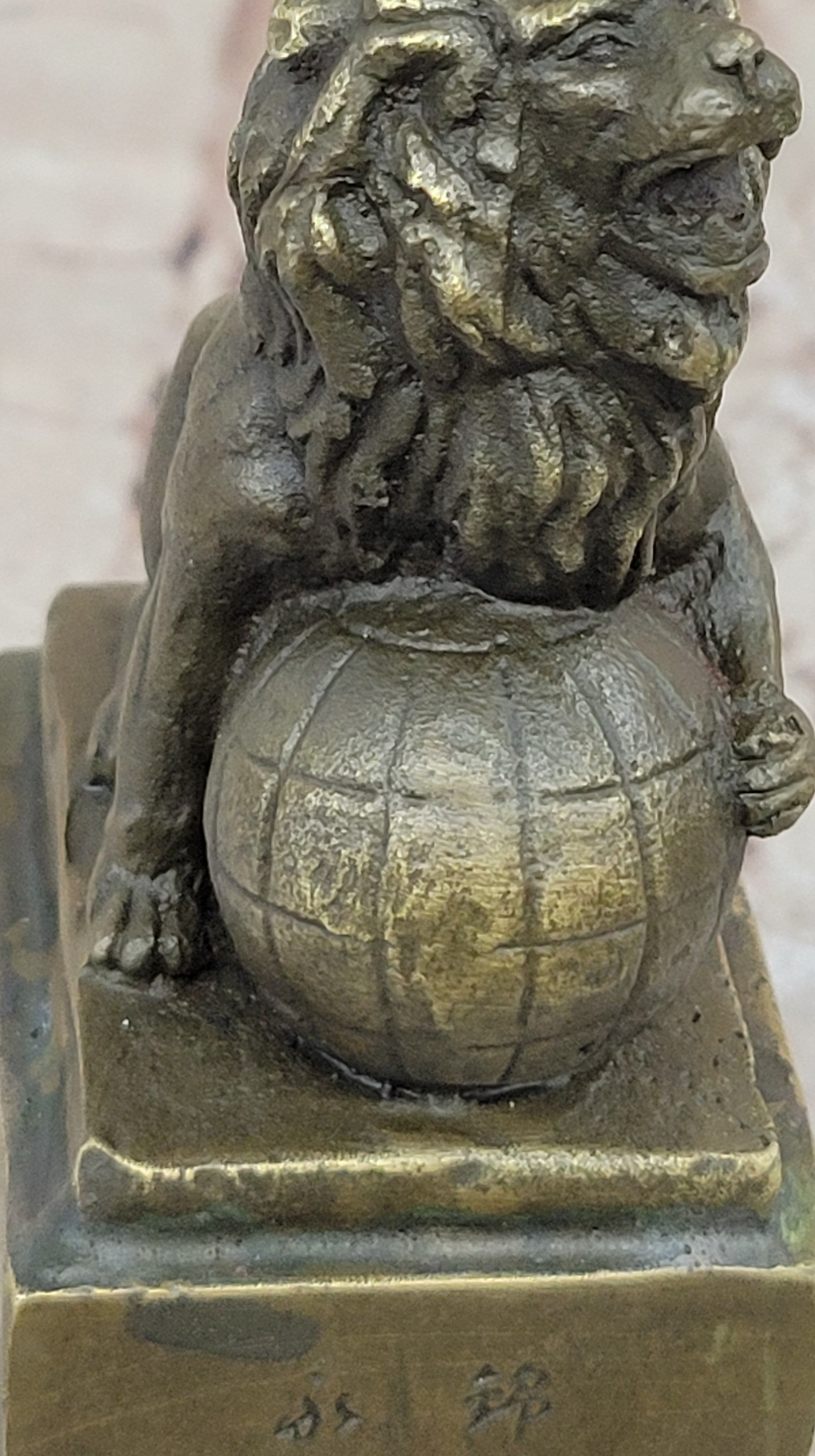 Handcrafted bronze sculpture SALE Marble Ball On Lion Casting