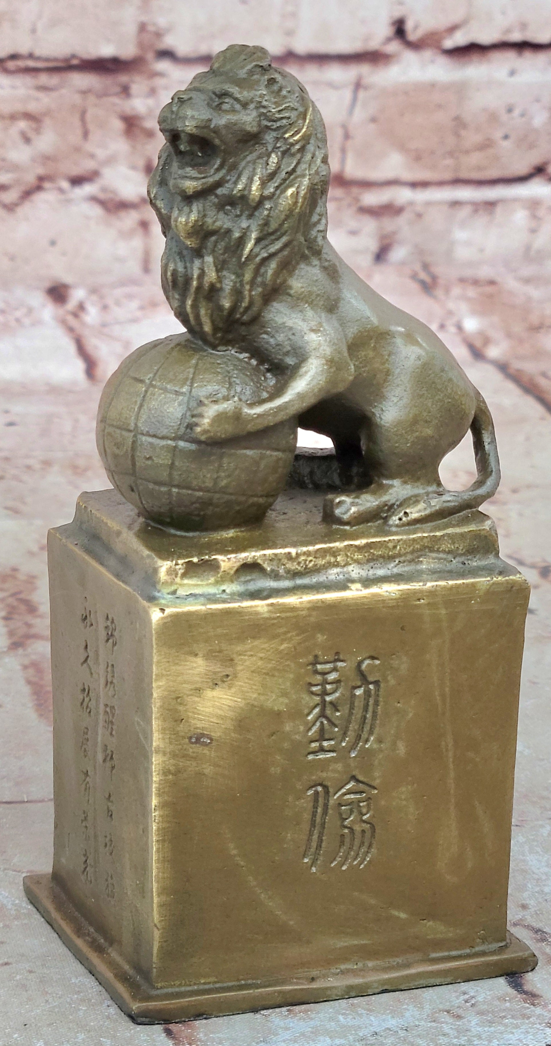 Handcrafted bronze sculpture SALE Marble Ball On Lion Casting