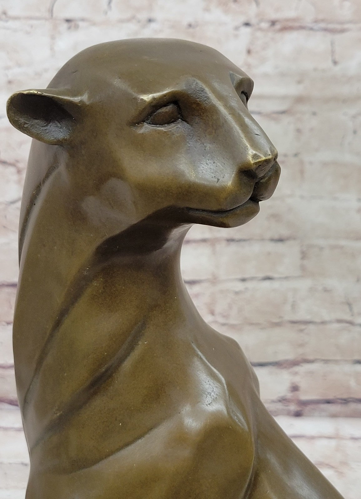 Handcrafted 16" Cougar Mountain Lion by Moore Bronze Sculpture Abstract Figurine